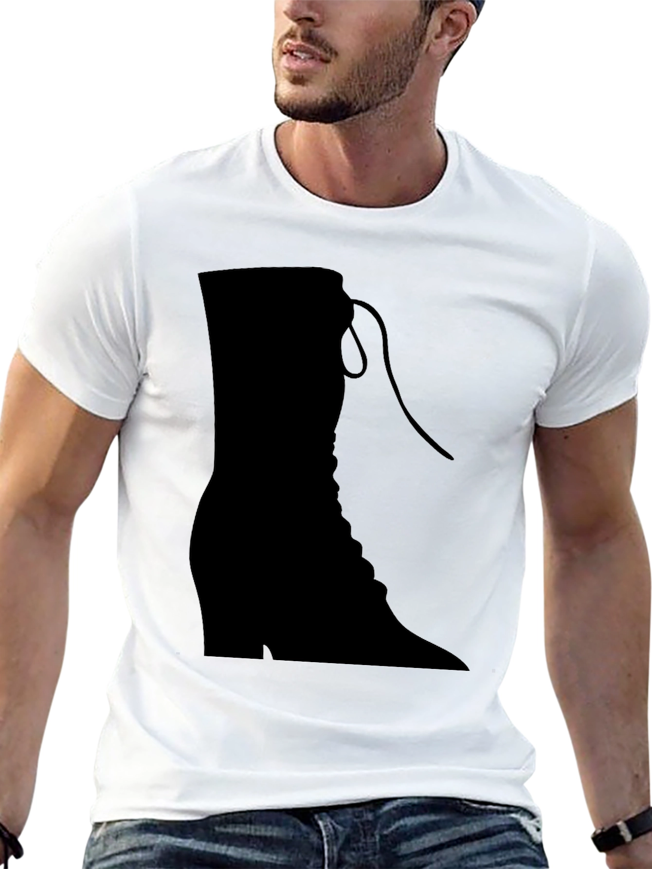 Stylish Black Boot Graphic T-Shirt