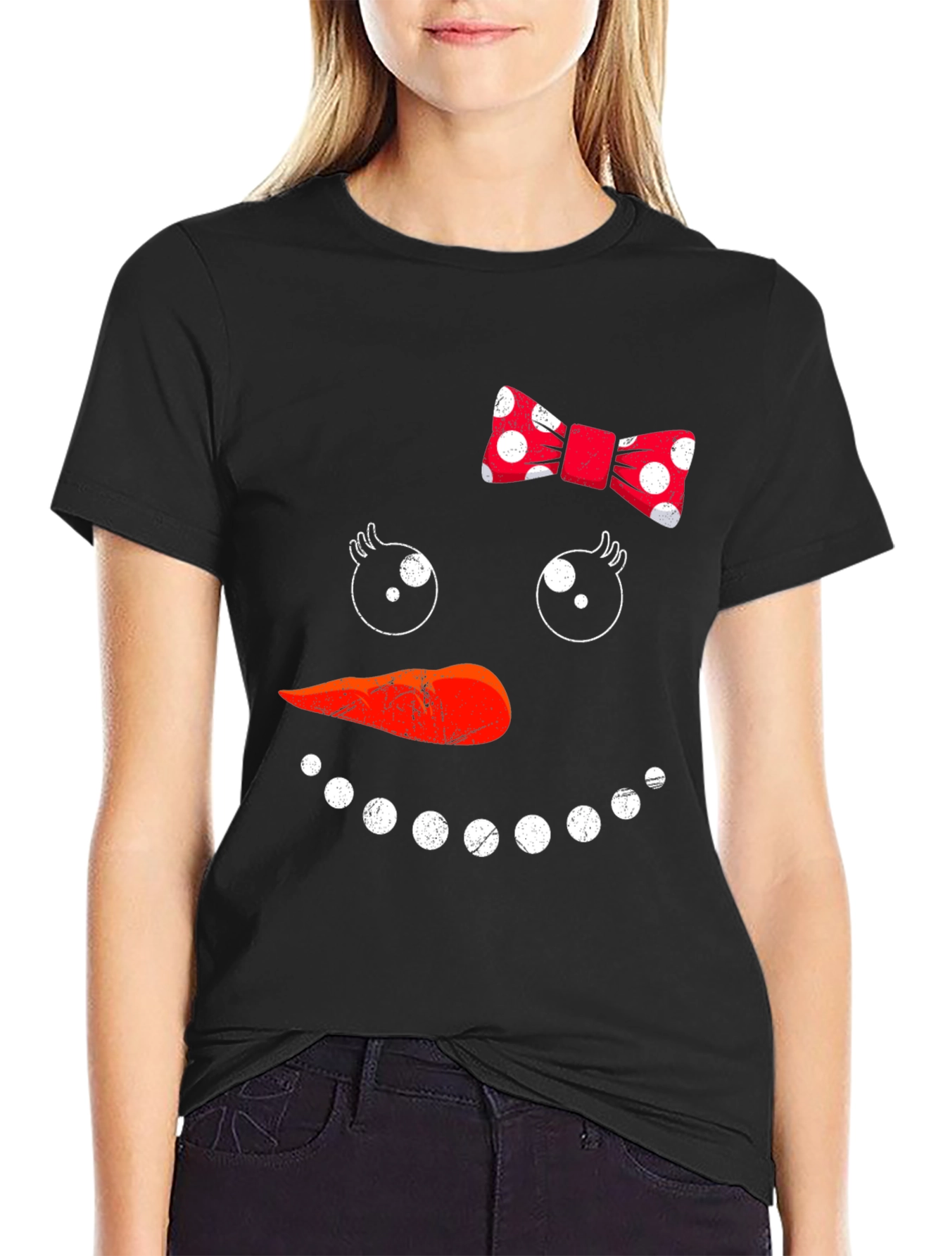 Snowman Face Graphic T-Shirt