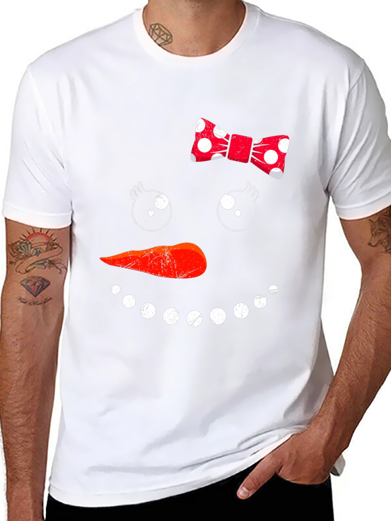 Snowman Face Graphic T-Shirt