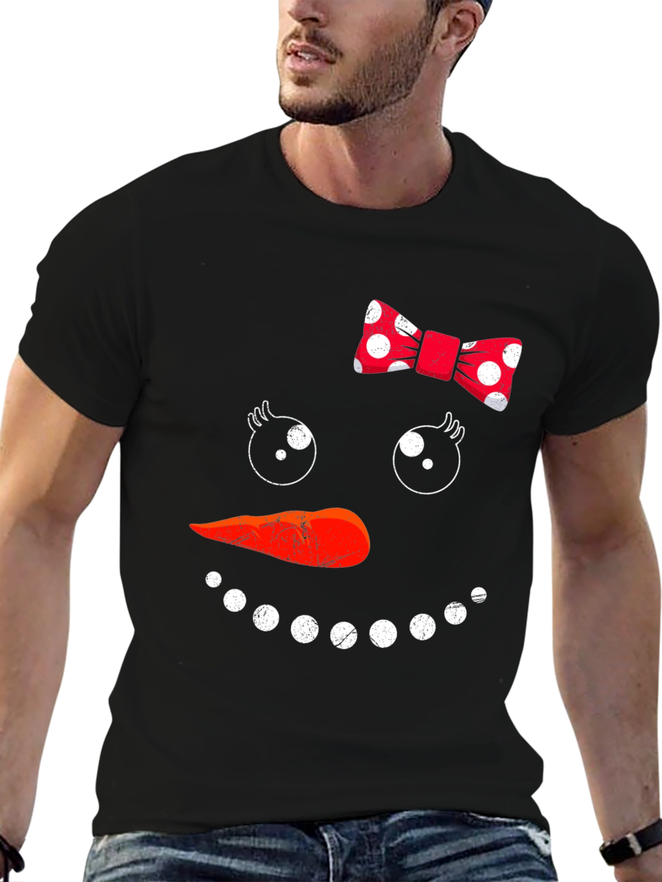 Snowman Face Graphic T-Shirt