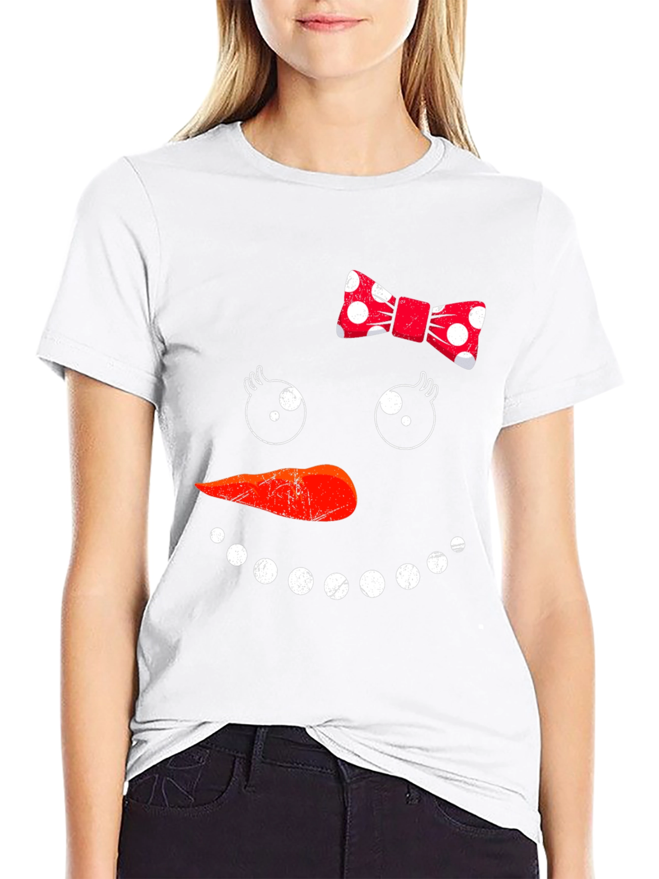 Snowman Face Graphic T-Shirt