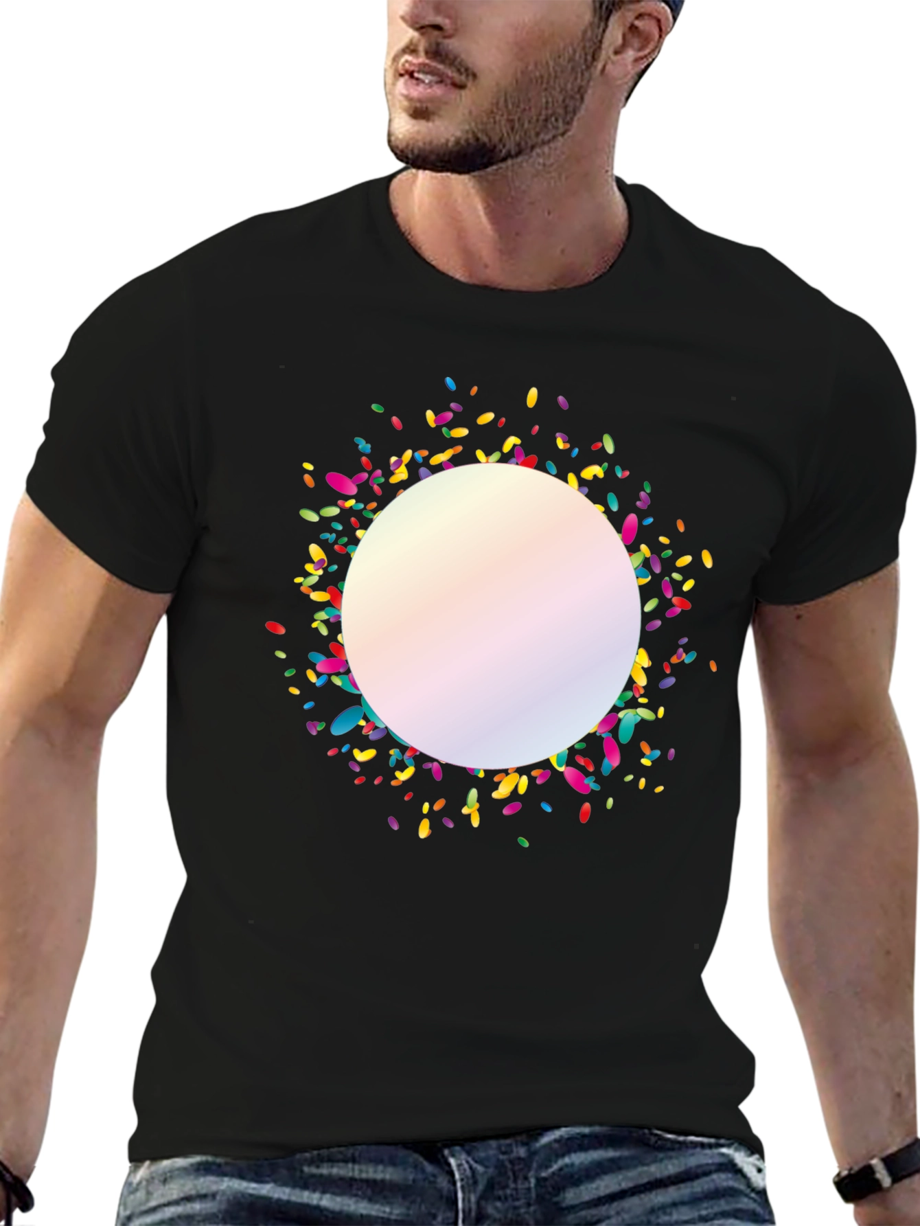 Confetti Circle Black T-Shirt