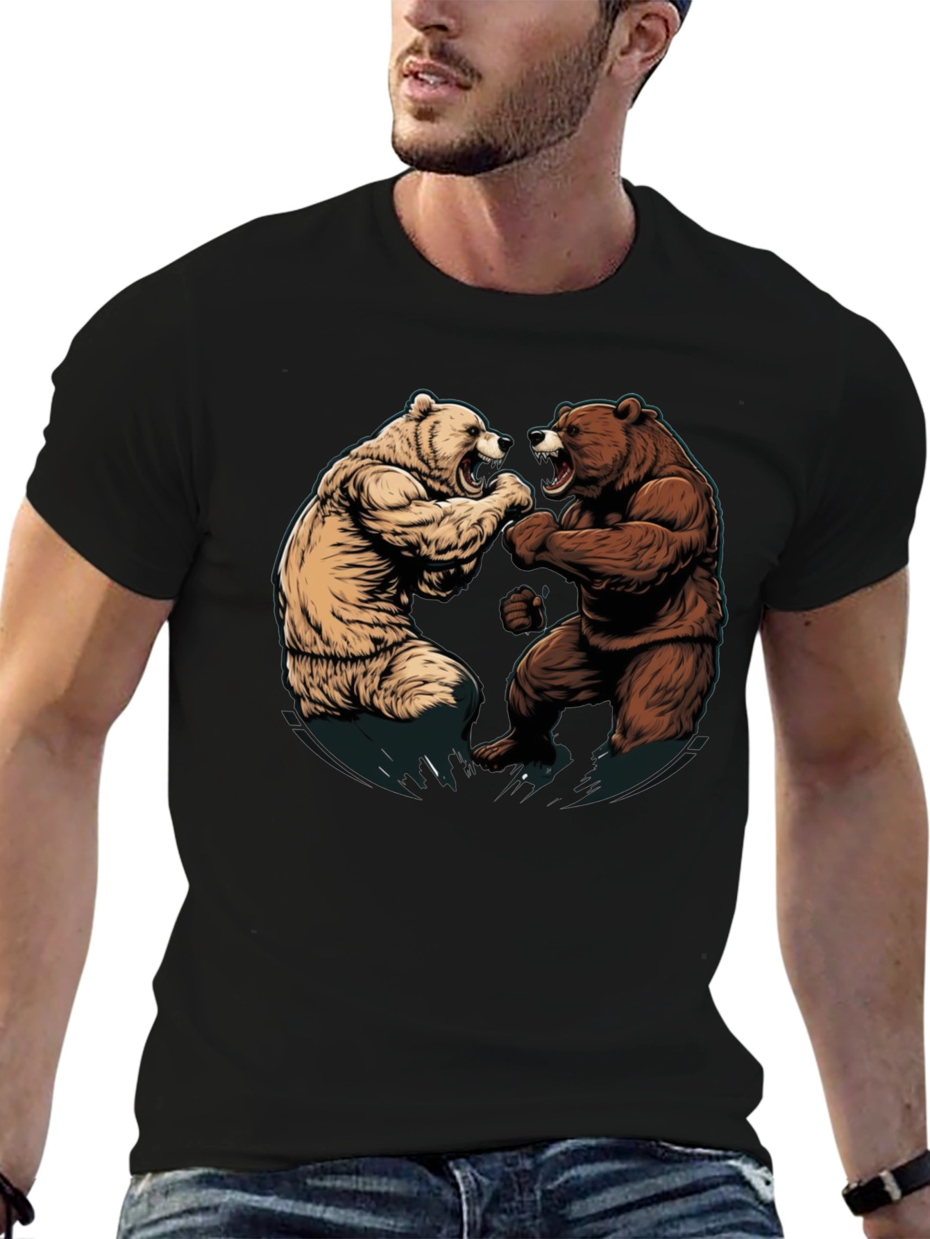 Fighting Bears Graphic Tee - Black