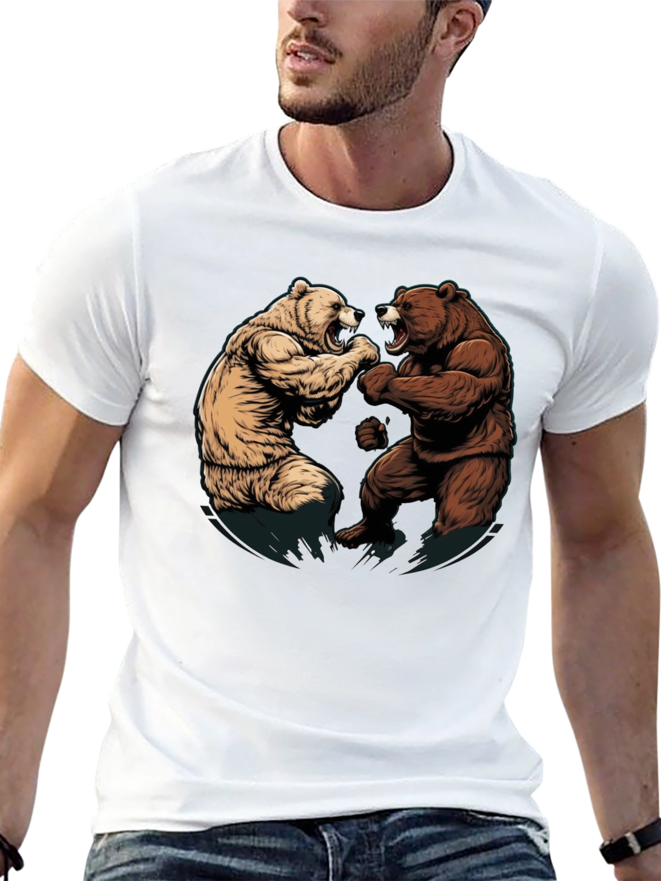 Fighting Bears Graphic Tee - Black