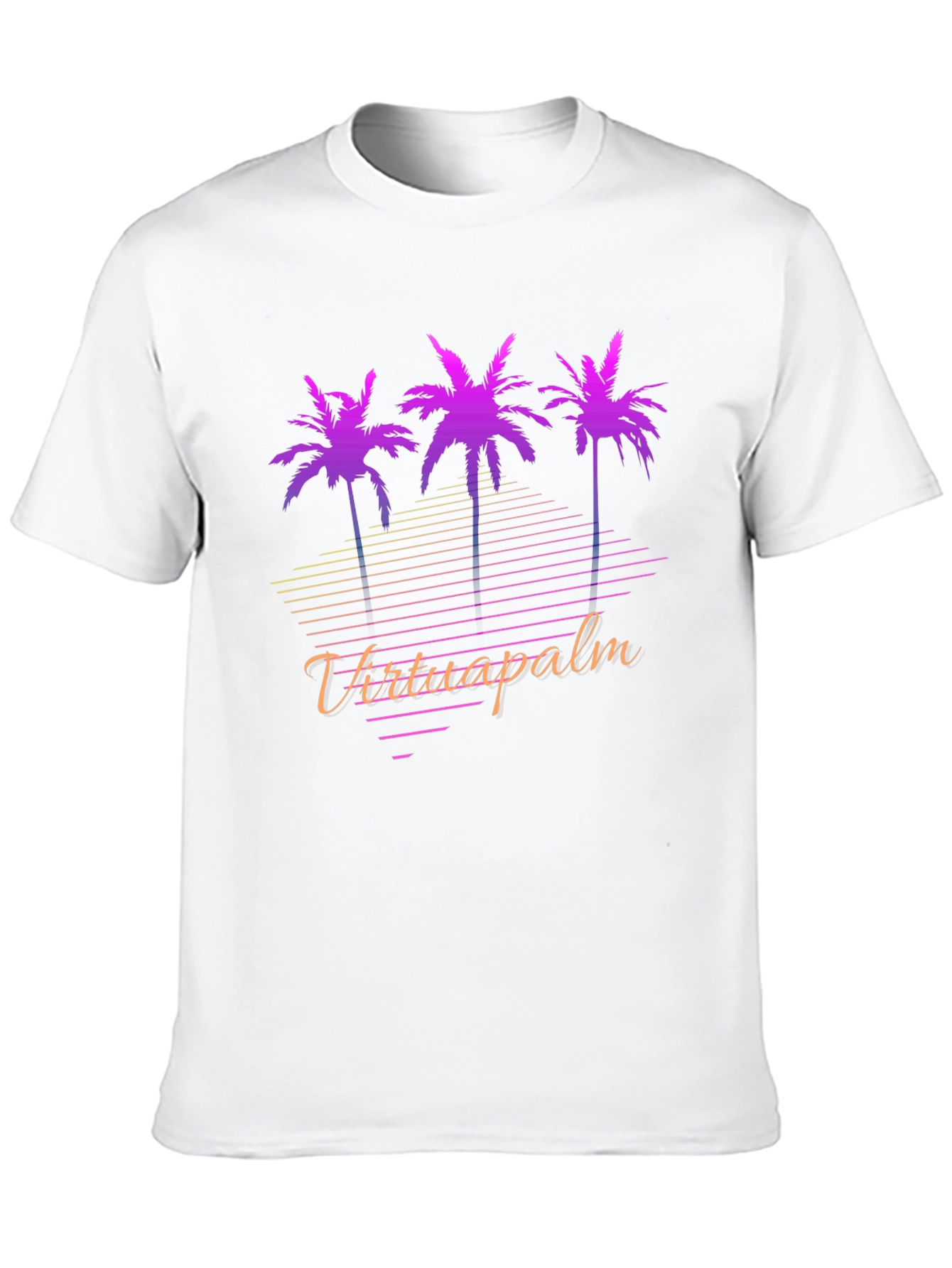 VirtuaPalm Black Graphic Tee - Retro Palm Tree Design
