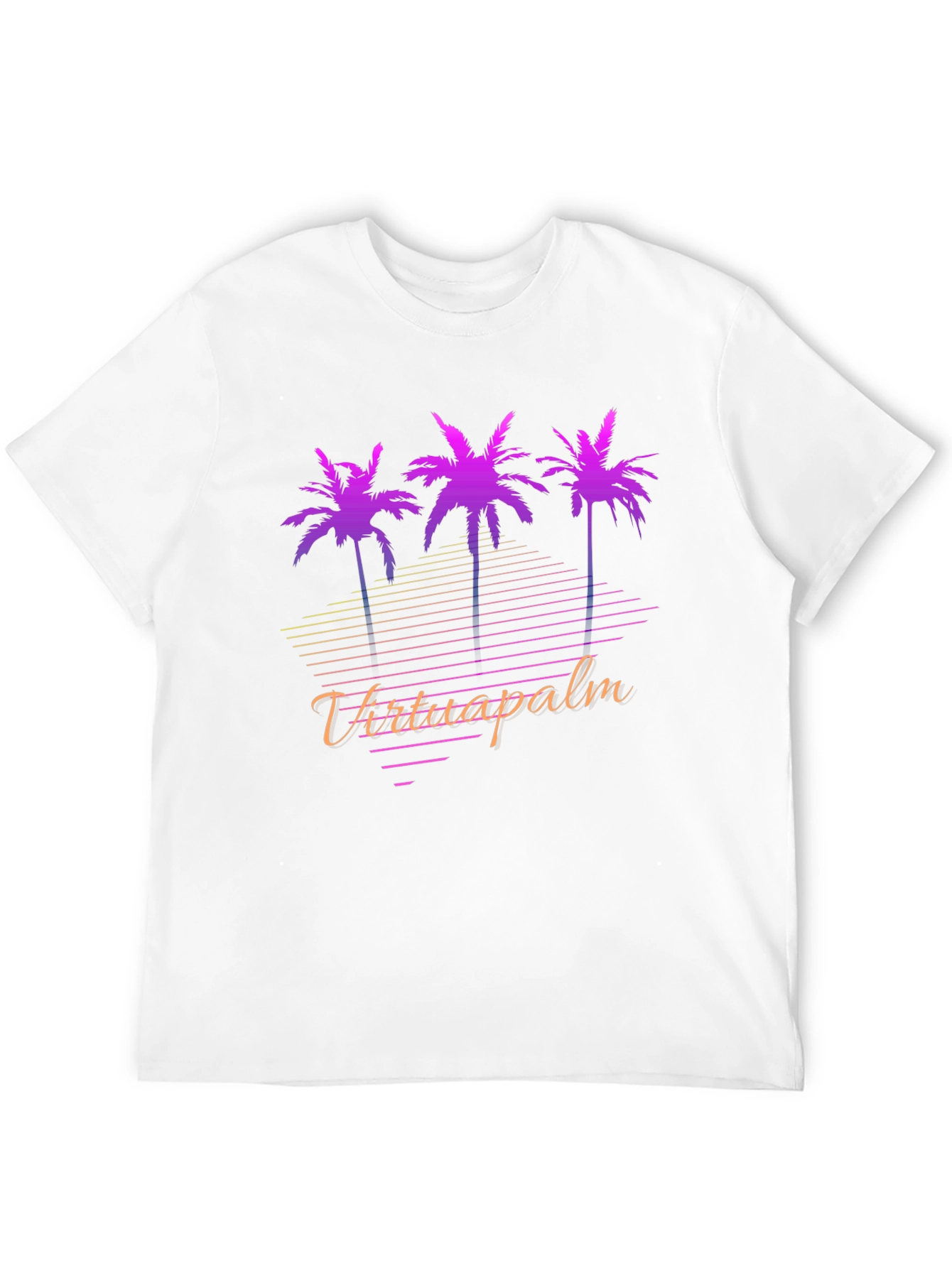 VirtuaPalm Black Graphic Tee - Retro Palm Tree Design