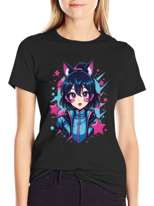 Anime Neko Girl Graphic T-Shirt