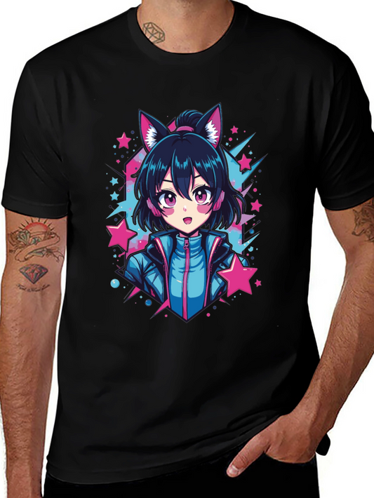 Anime Neko Girl Graphic T-Shirt