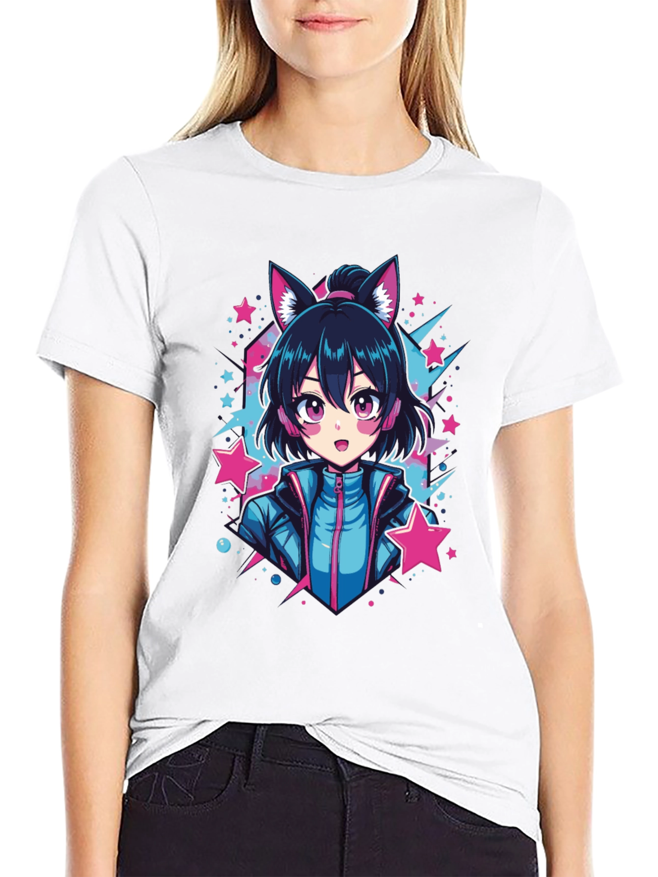 Anime Neko Girl Graphic T-Shirt