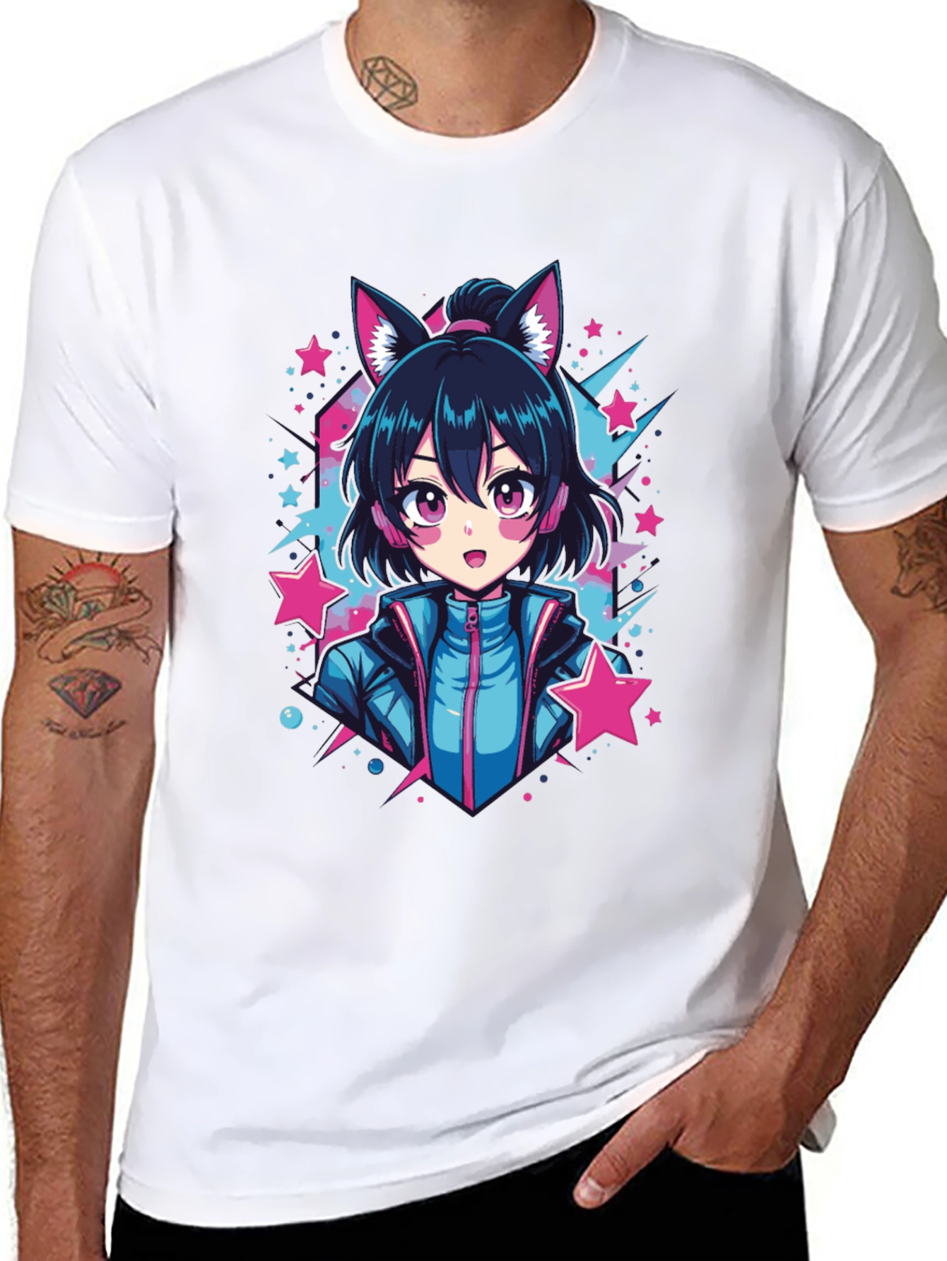 Anime Neko Girl Graphic T-Shirt