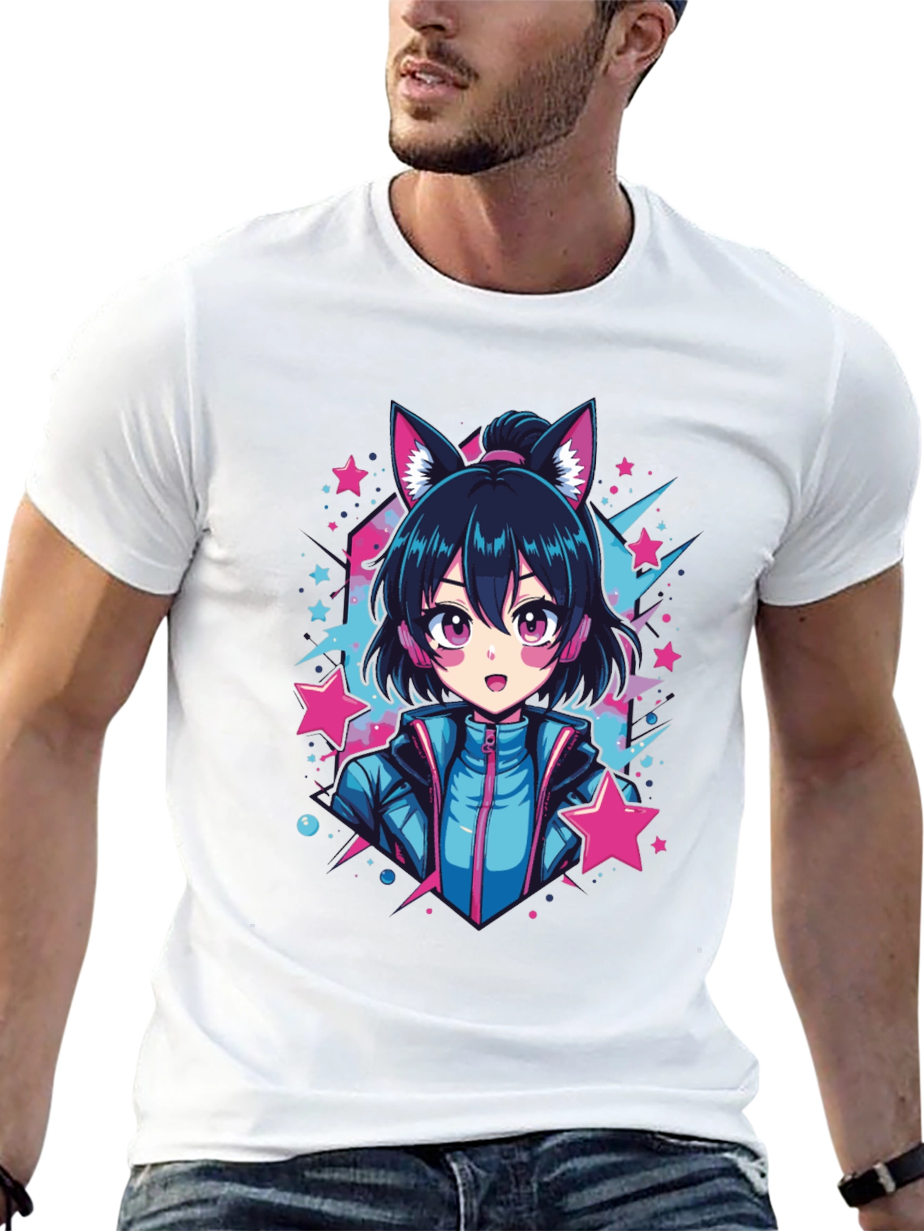 Anime Neko Girl Graphic T-Shirt