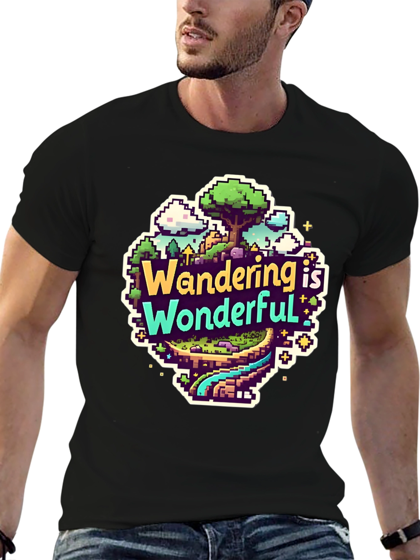 Wandering is Wonderful Pixel Art Graphic Tee