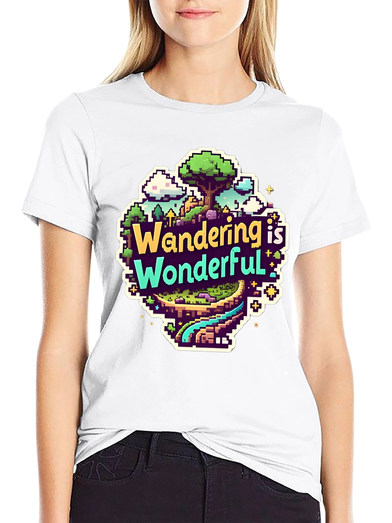 Wandering is Wonderful Pixel Art Graphic Tee
