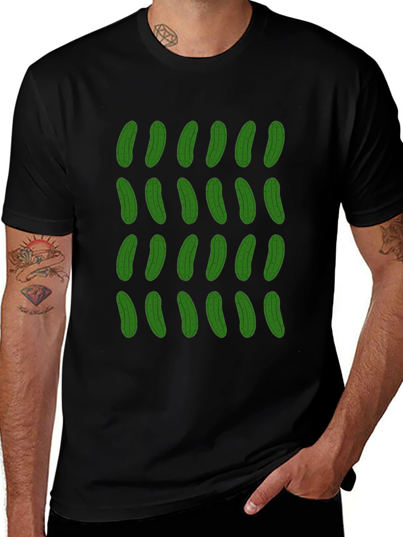 Pickle Pattern T-Shirt - Funky Black Tee