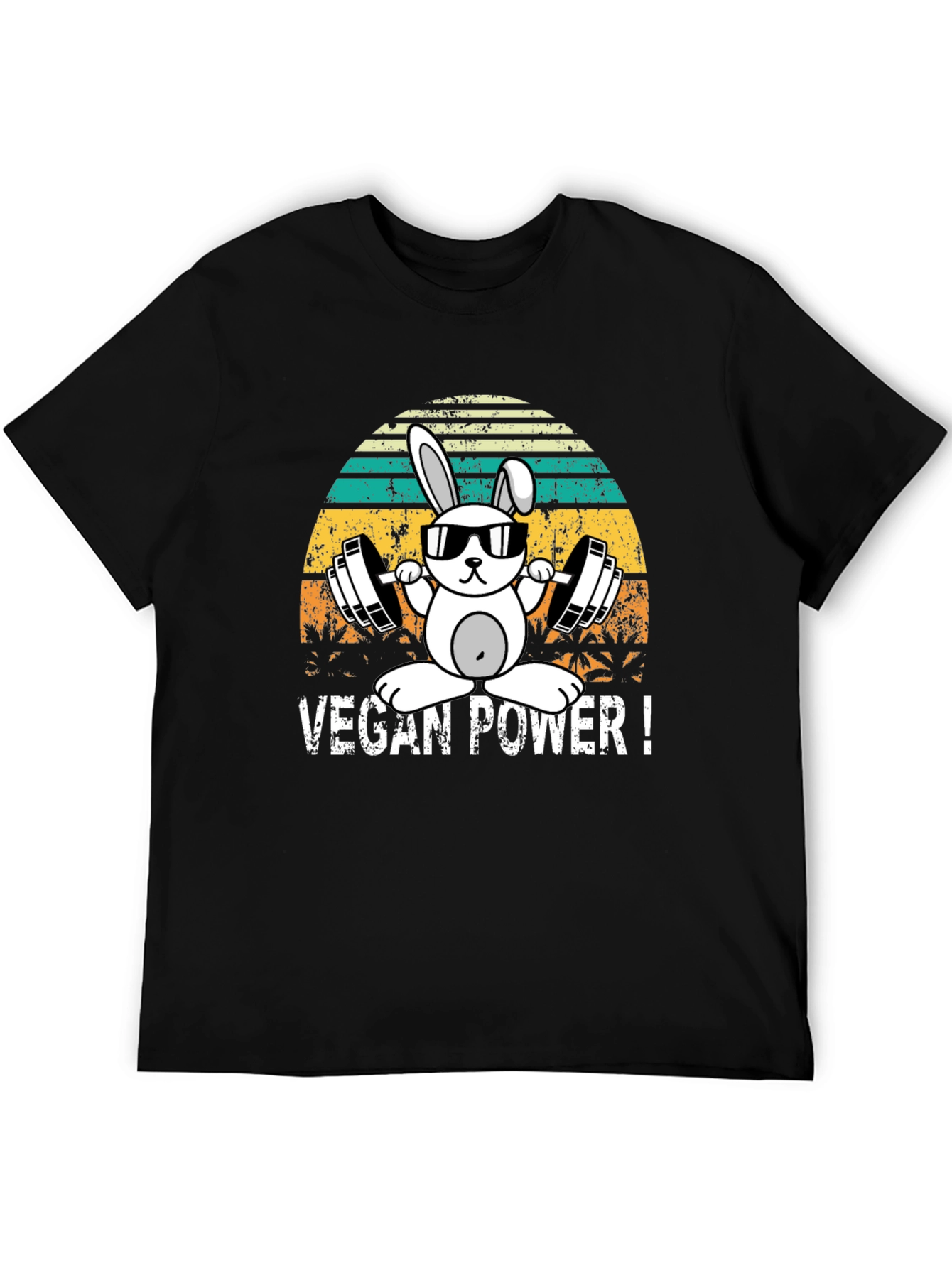 Vegan Power Bunny T-Shirt - Weightlifting Rabbit Tee
