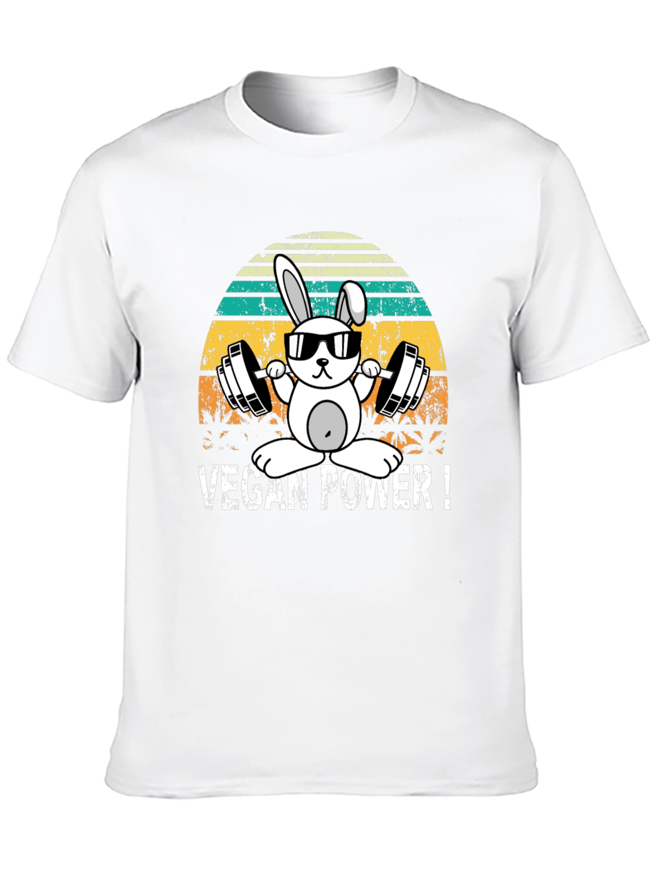 Vegan Power Bunny T-Shirt - Weightlifting Rabbit Tee