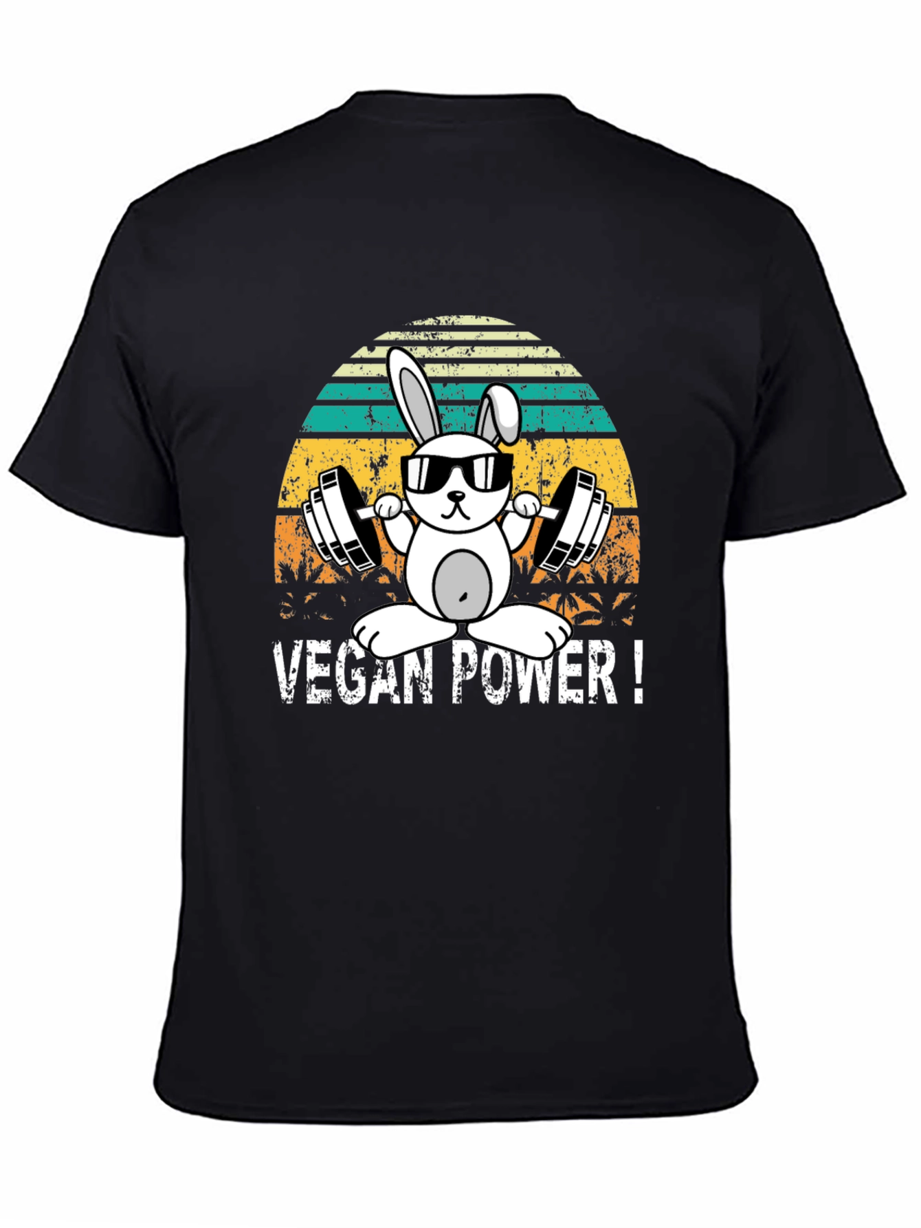 Vegan Power Bunny T-Shirt - Weightlifting Rabbit Tee