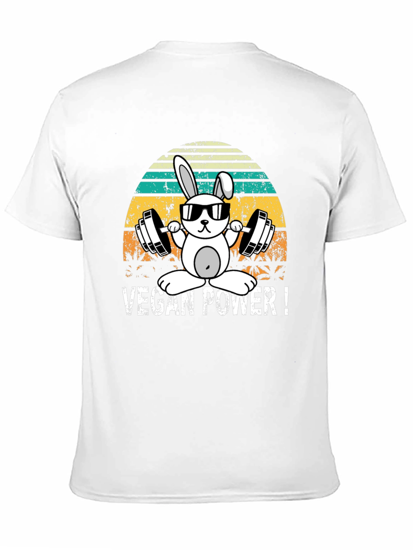 Vegan Power Bunny T-Shirt - Weightlifting Rabbit Tee