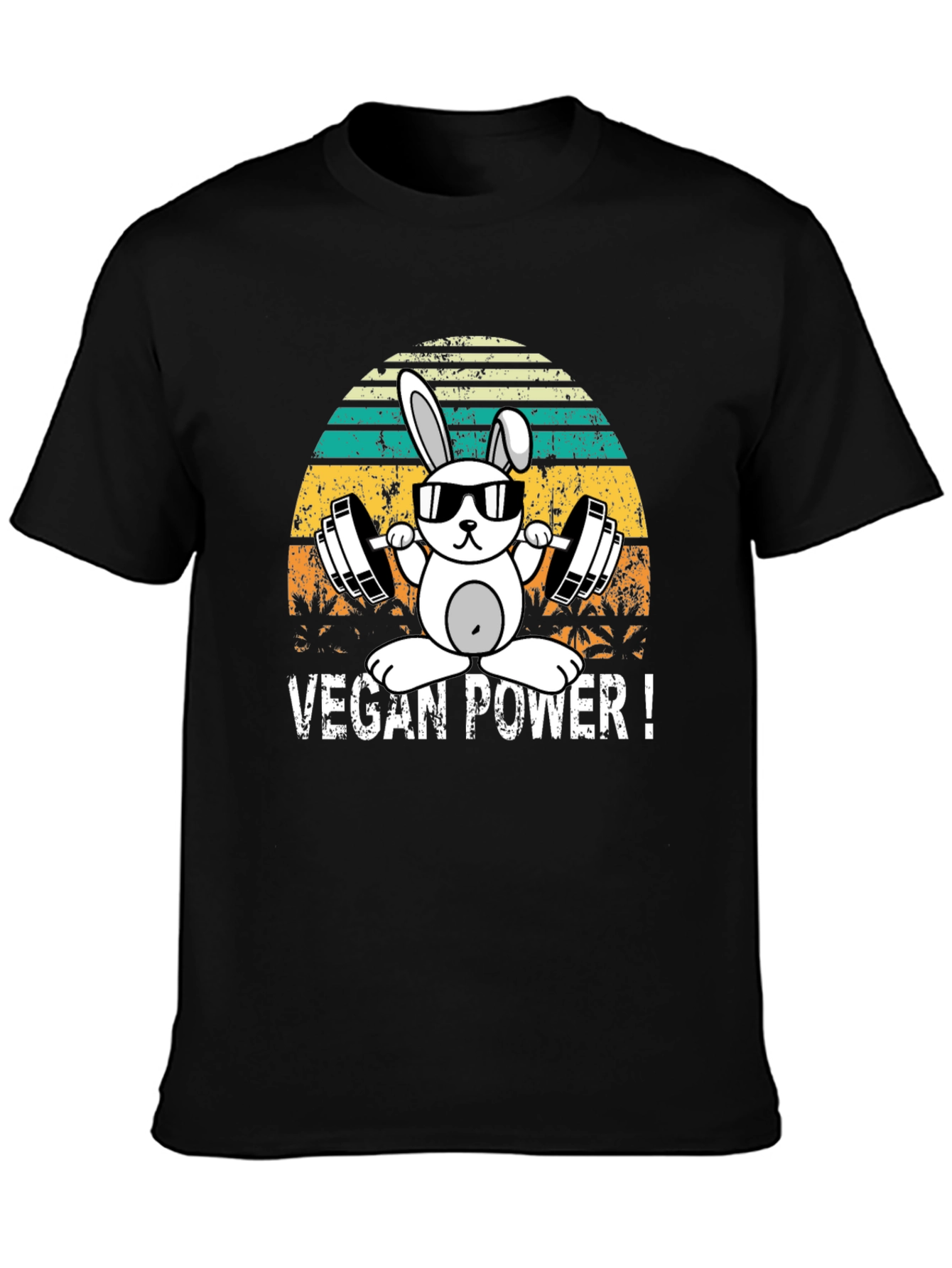 Vegan Power Bunny T-Shirt - Weightlifting Rabbit Tee