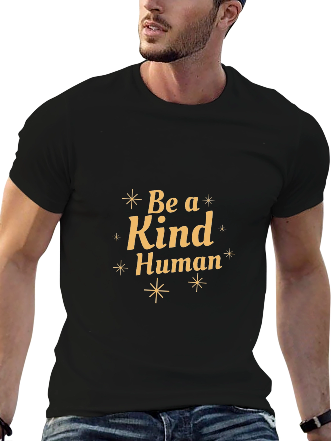 Be a Kind Human Black Graphic T-Shirt
