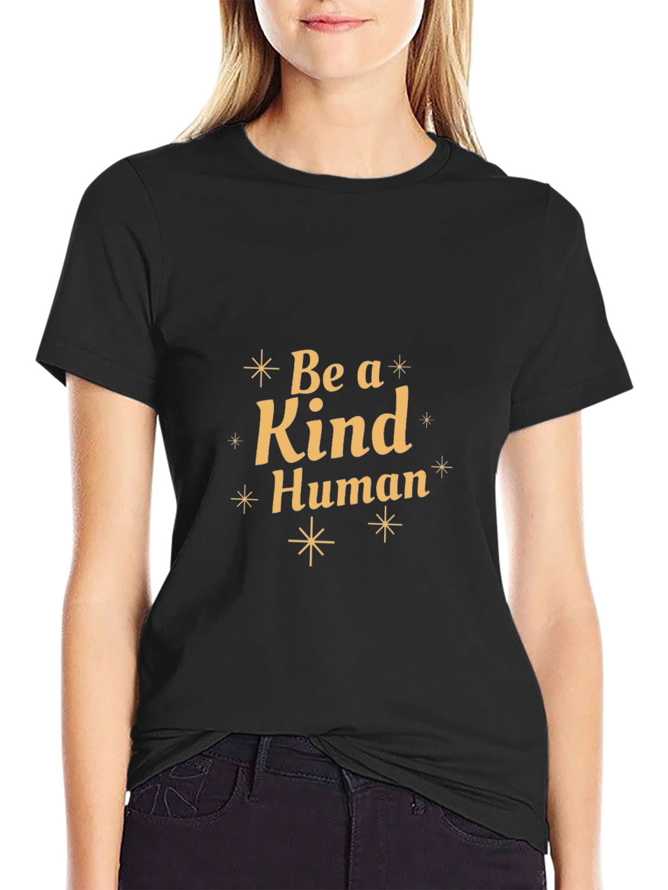 Be a Kind Human Black Graphic T-Shirt