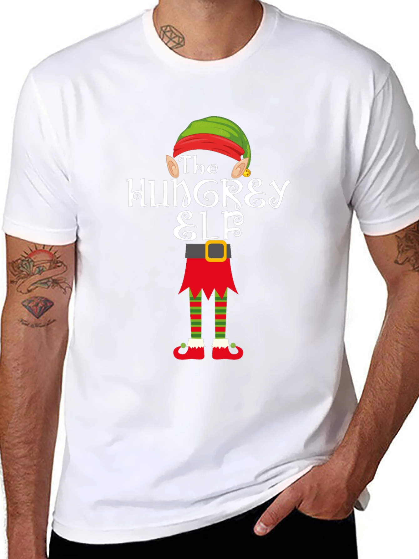The Hungry Elf Christmas T-Shirt Holiday Tee