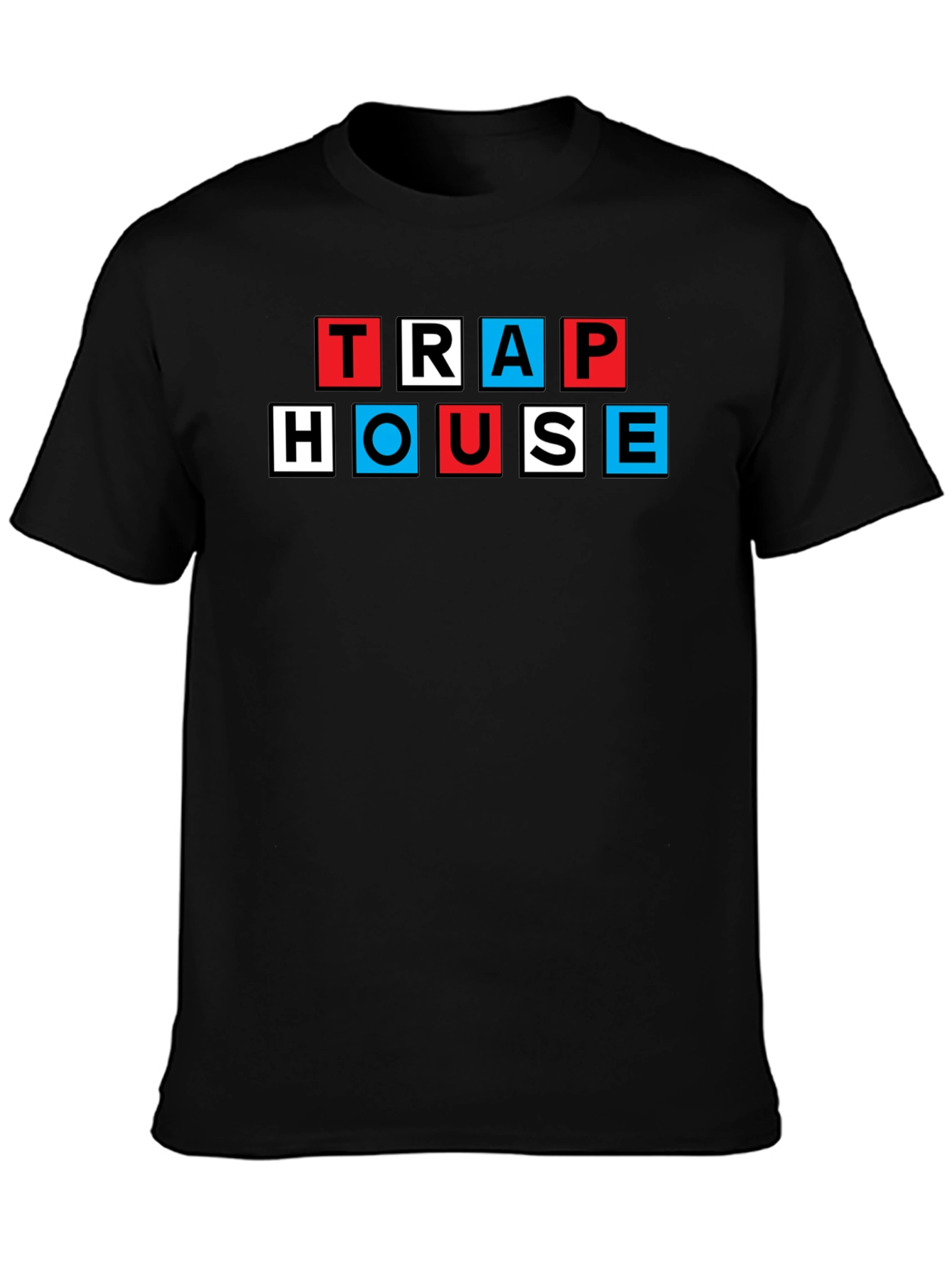 Trap House Graphic Tee - Black Cotton Blend