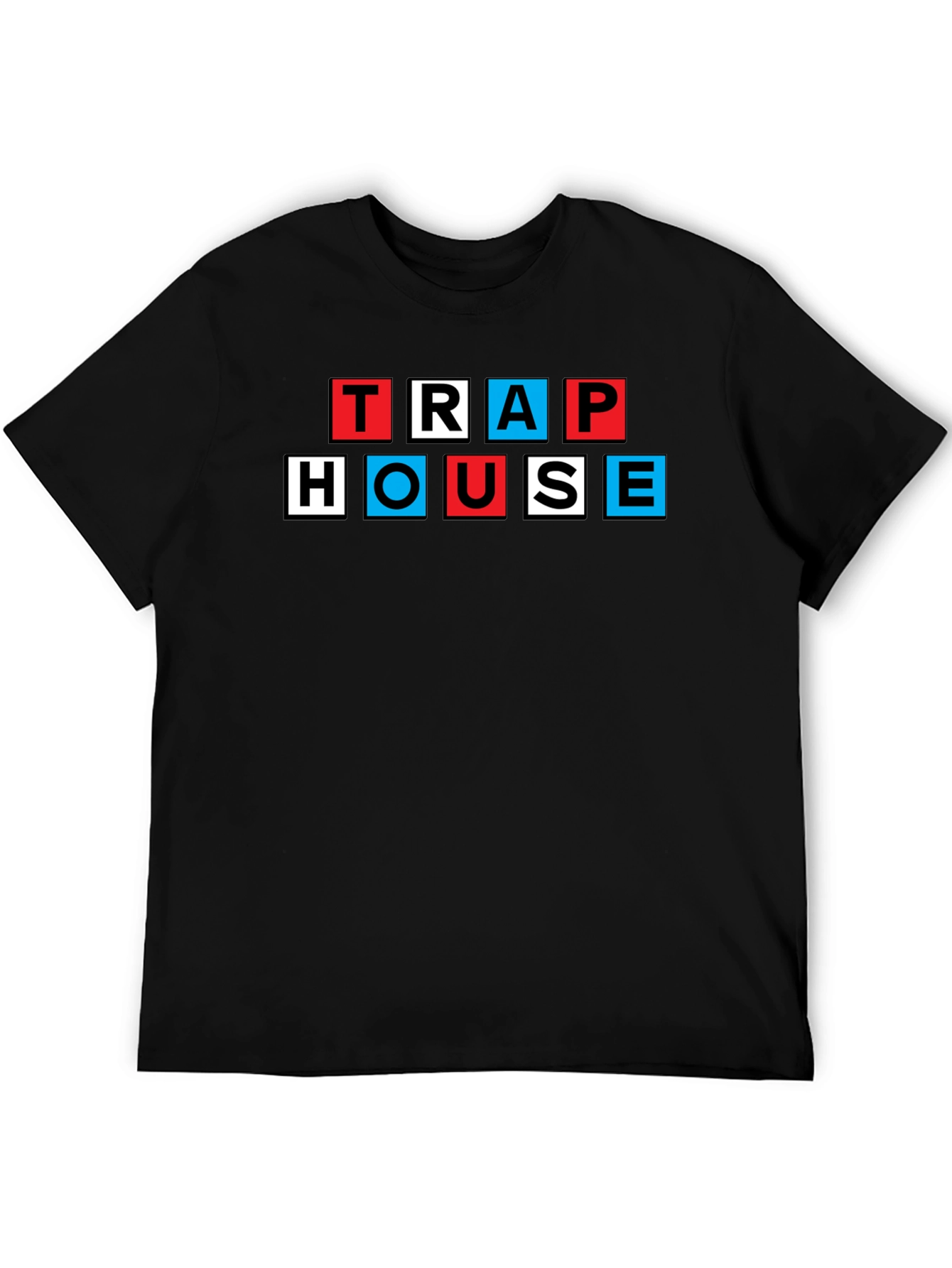 Trap House Graphic Tee - Black Cotton Blend