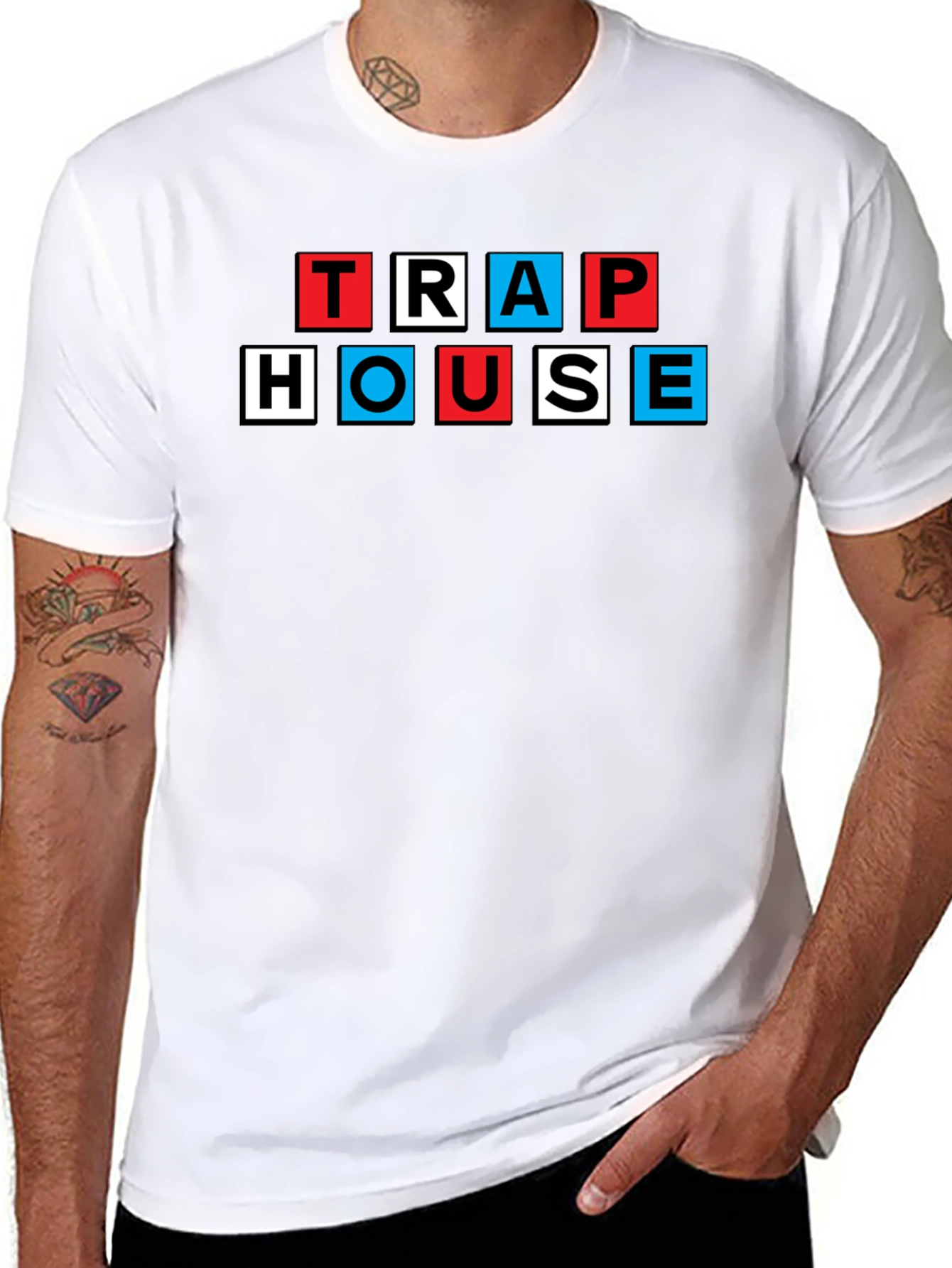 Trap House Graphic Tee - Black Cotton Blend