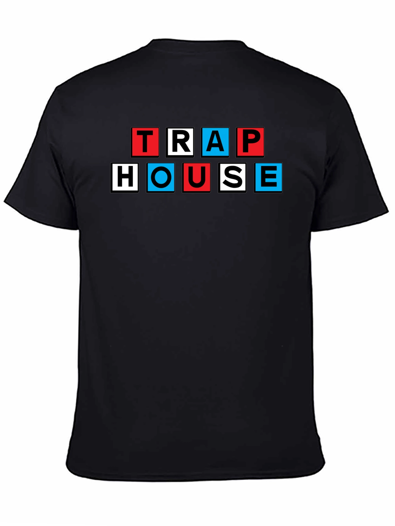 Trap House Graphic Tee - Black Cotton Blend