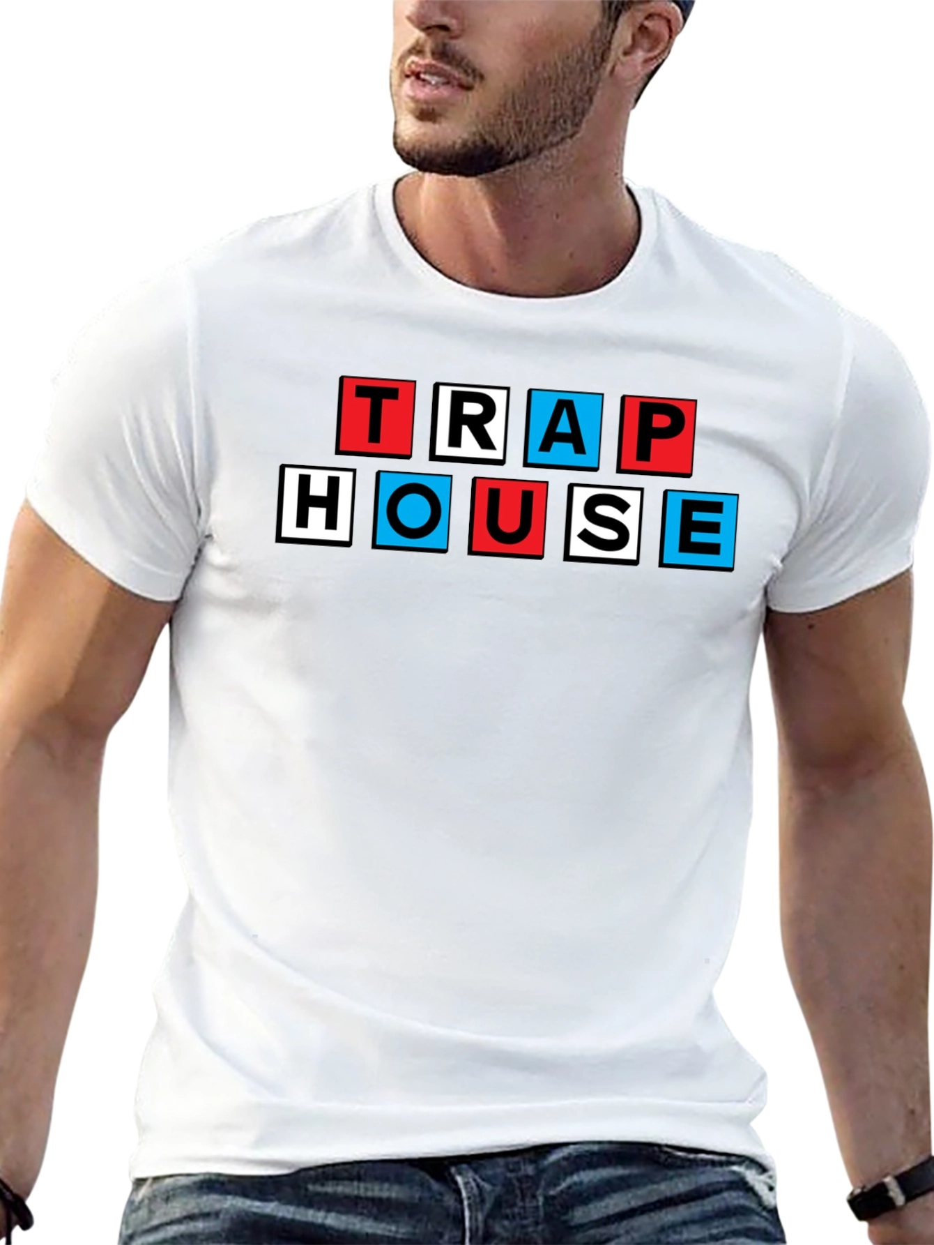 Trap House Graphic Tee - Black Cotton Blend