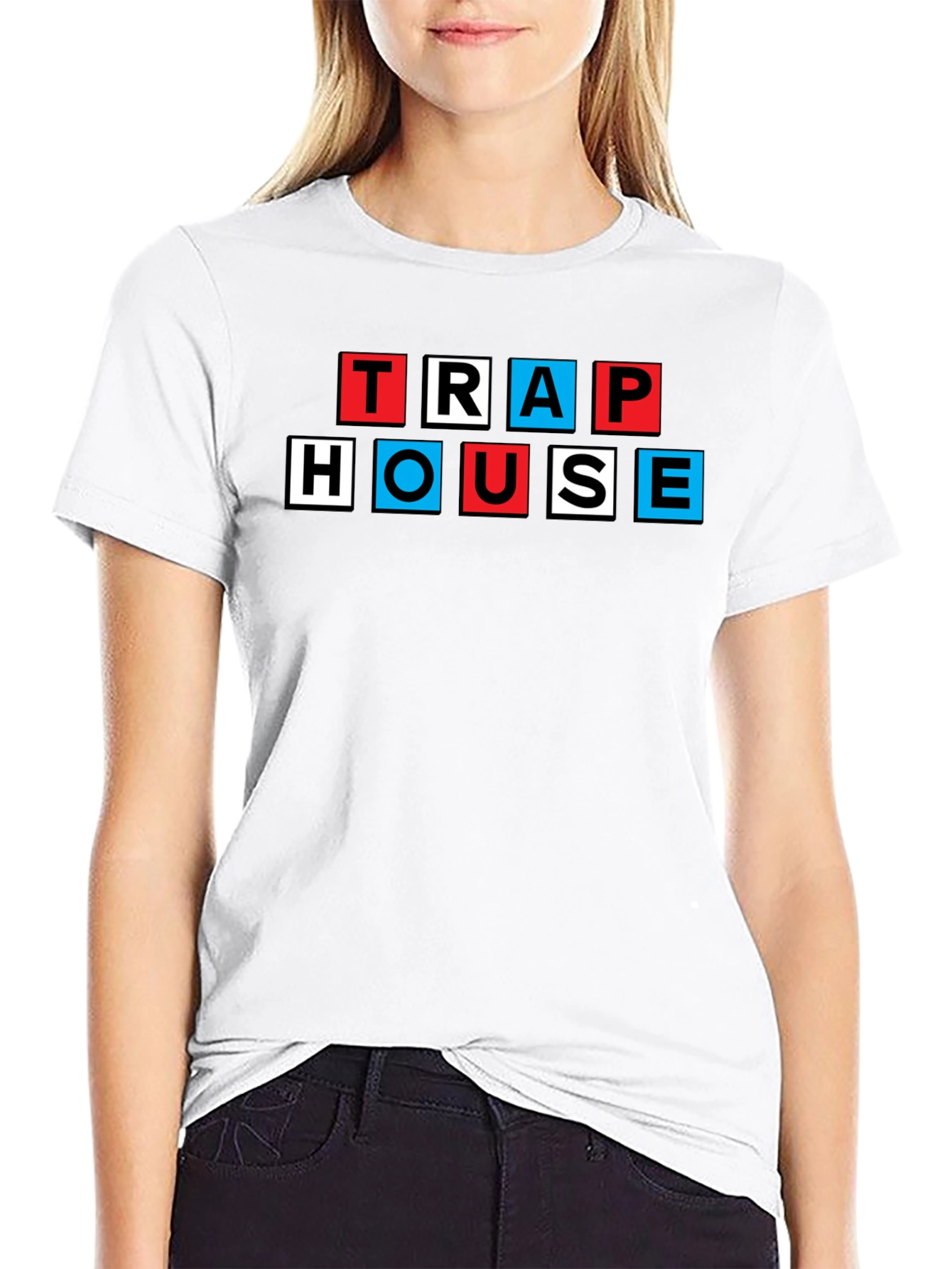 Trap House Graphic Tee - Black Cotton Blend