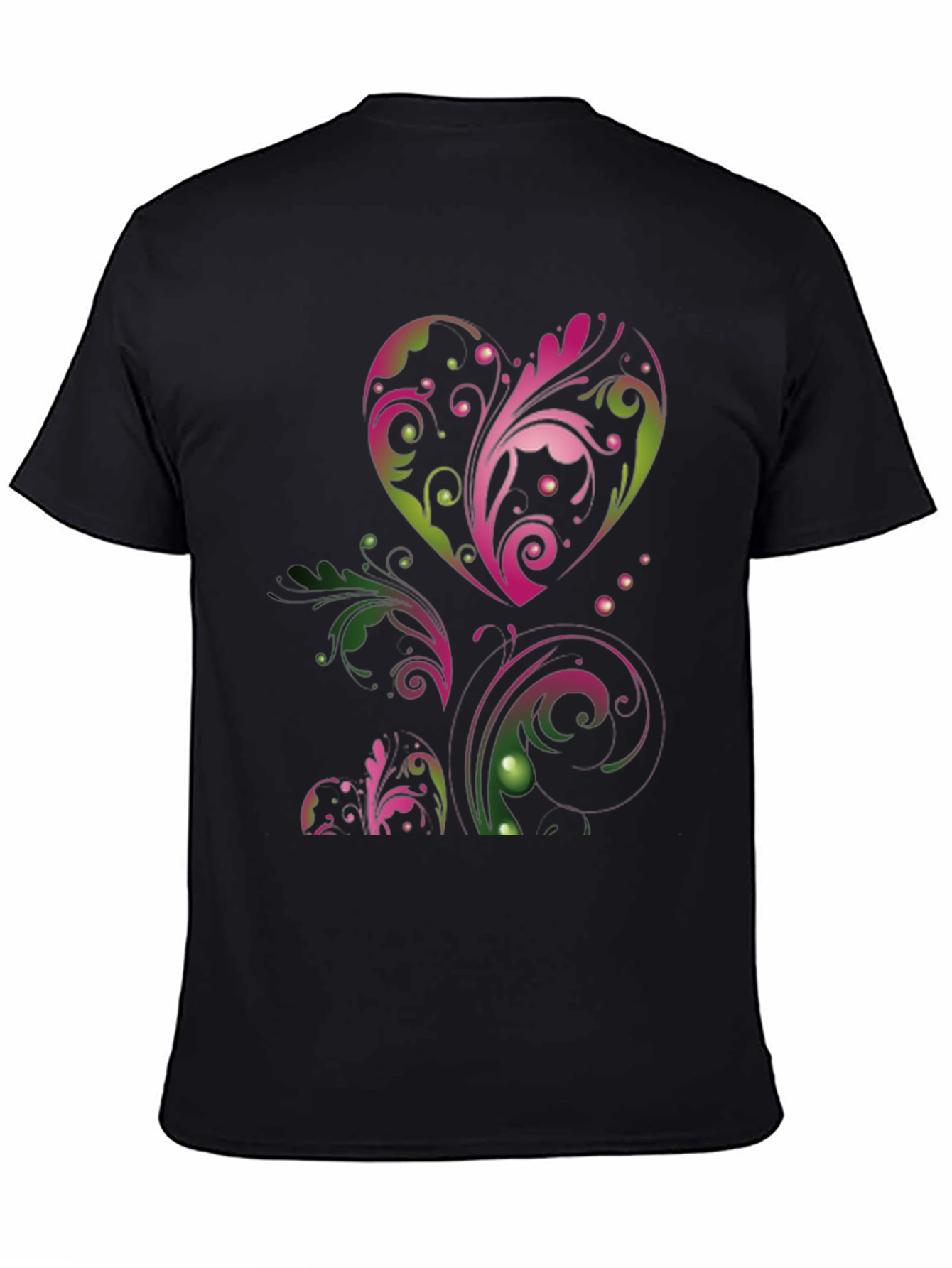 Heart Floral Graphic Black T-Shirt