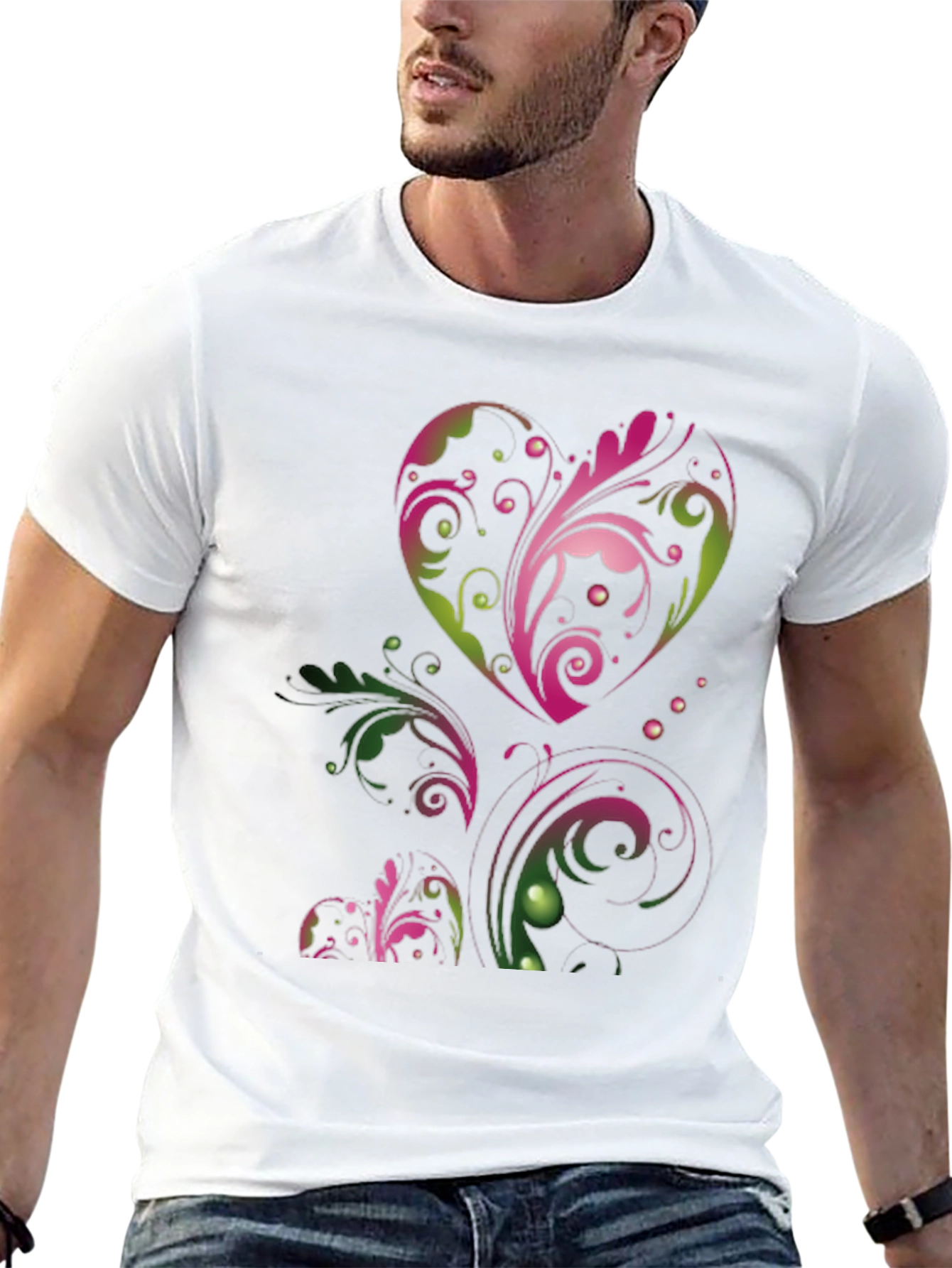 Heart Floral Graphic Black T-Shirt