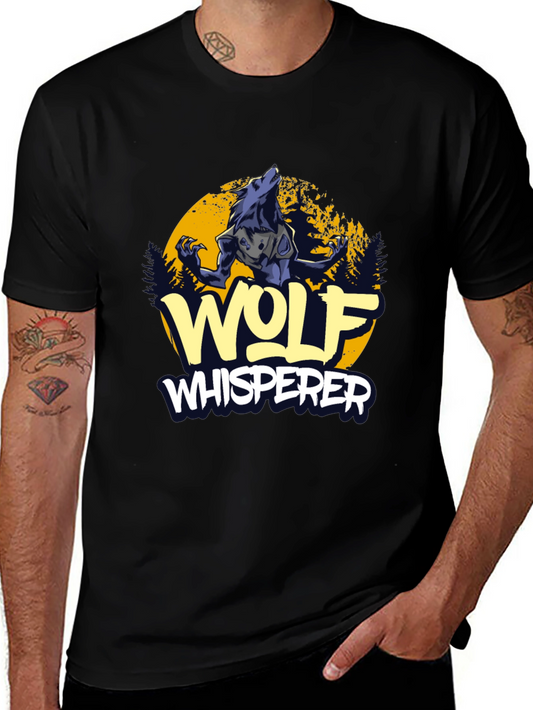 Wolf Whisperer Graphic Tee - Black Cotton T-Shirt