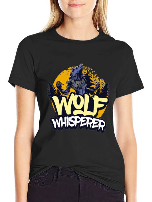 Wolf Whisperer Graphic Tee - Black Cotton T-Shirt