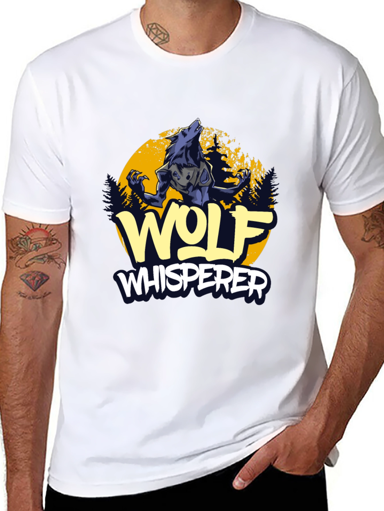 Wolf Whisperer Graphic Tee - Black Cotton T-Shirt