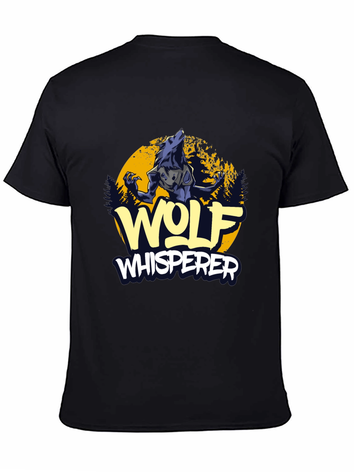 Wolf Whisperer Graphic Tee - Black Cotton T-Shirt