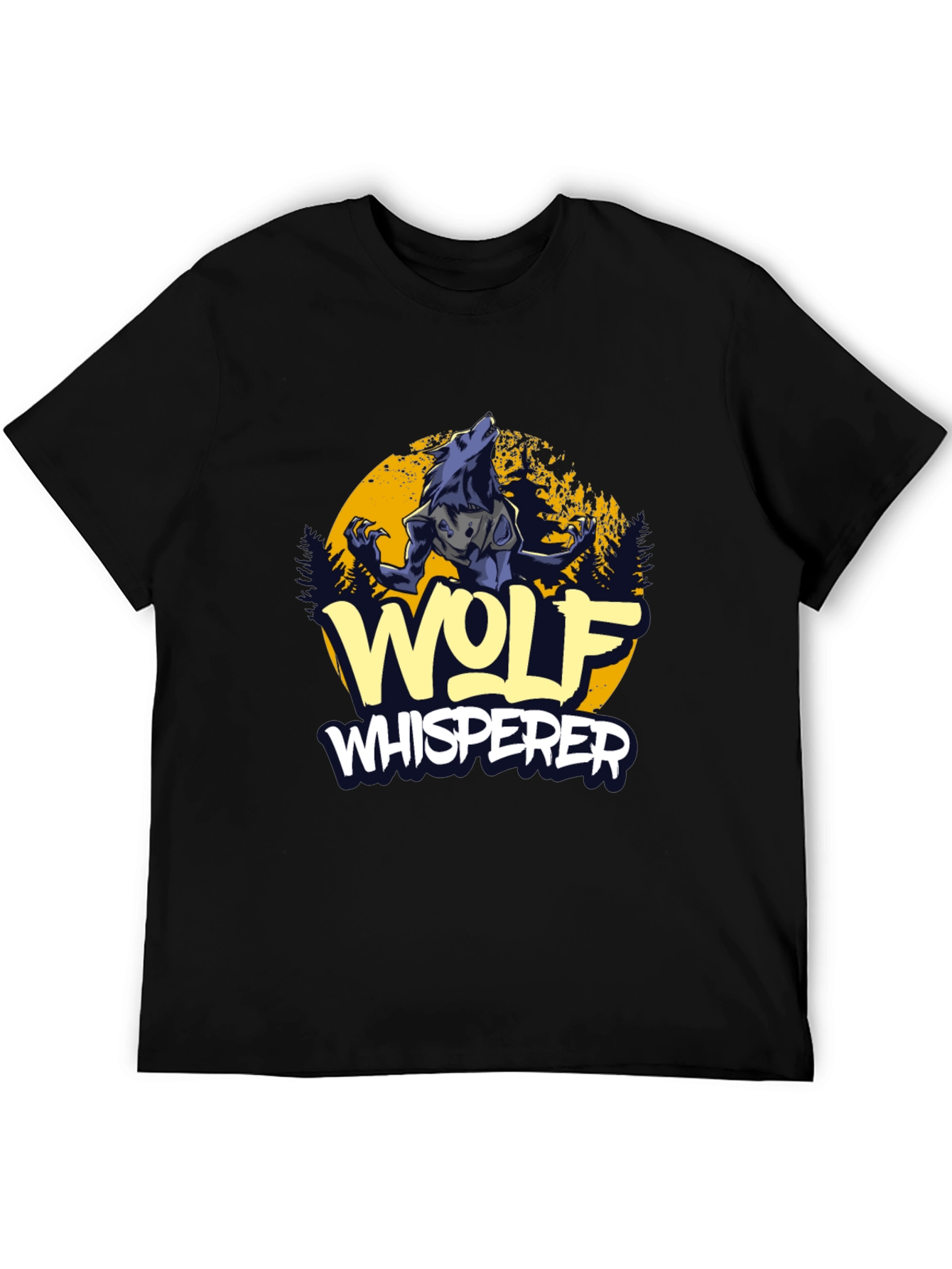 Wolf Whisperer Graphic Tee - Black Cotton T-Shirt