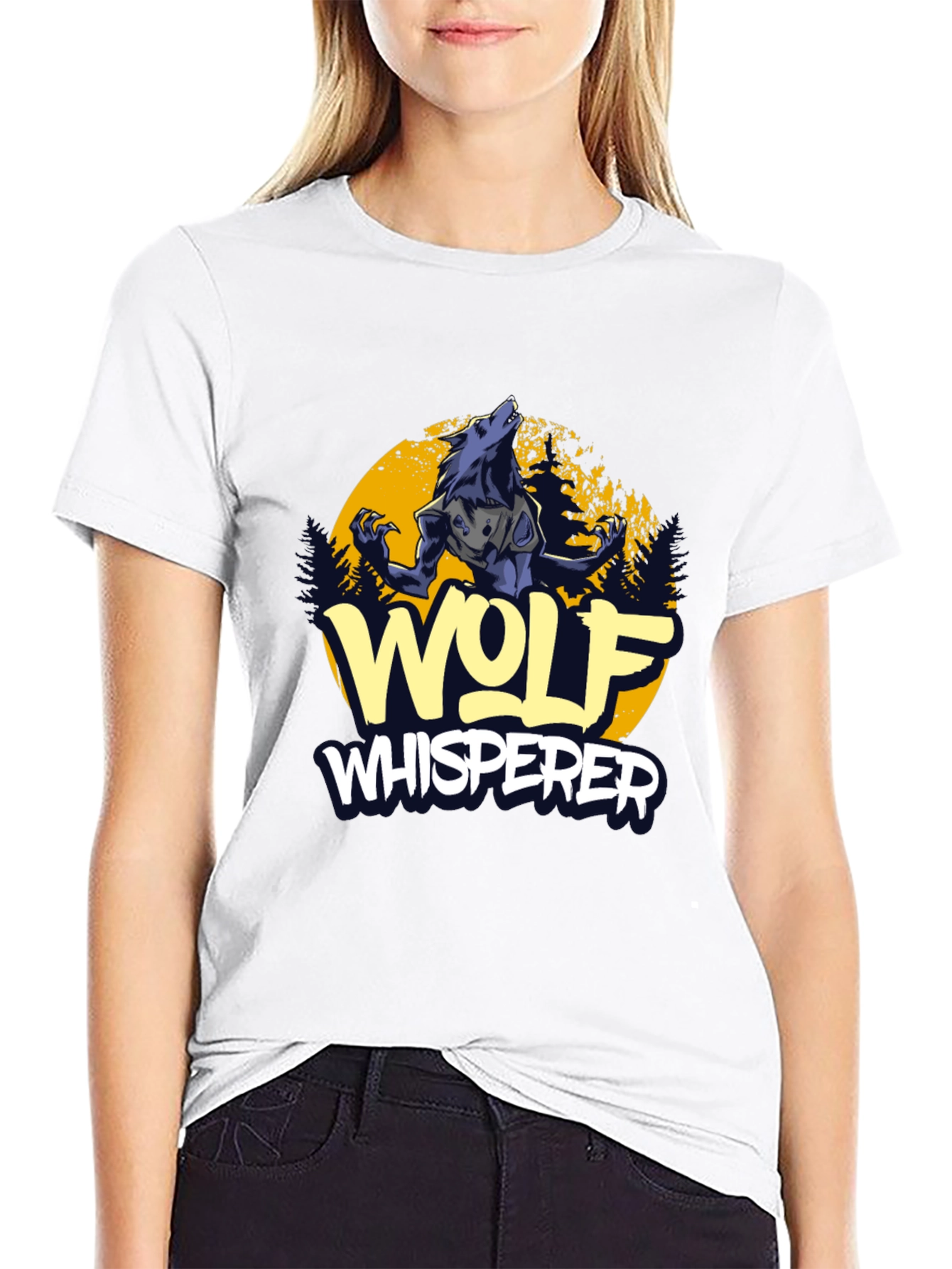 Wolf Whisperer Graphic Tee - Black Cotton T-Shirt