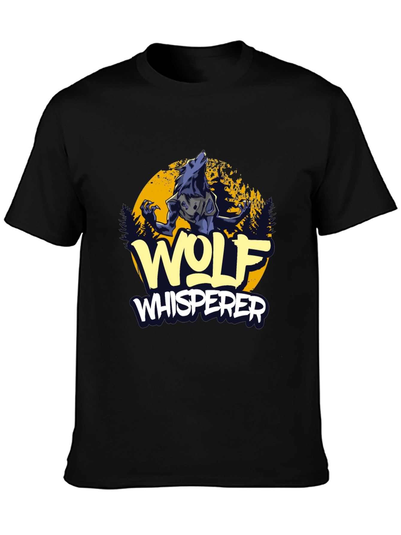 Wolf Whisperer Graphic Tee - Black Cotton T-Shirt