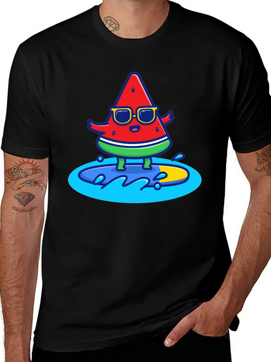 Cool Watermelon Surfing Graphic T-Shirt