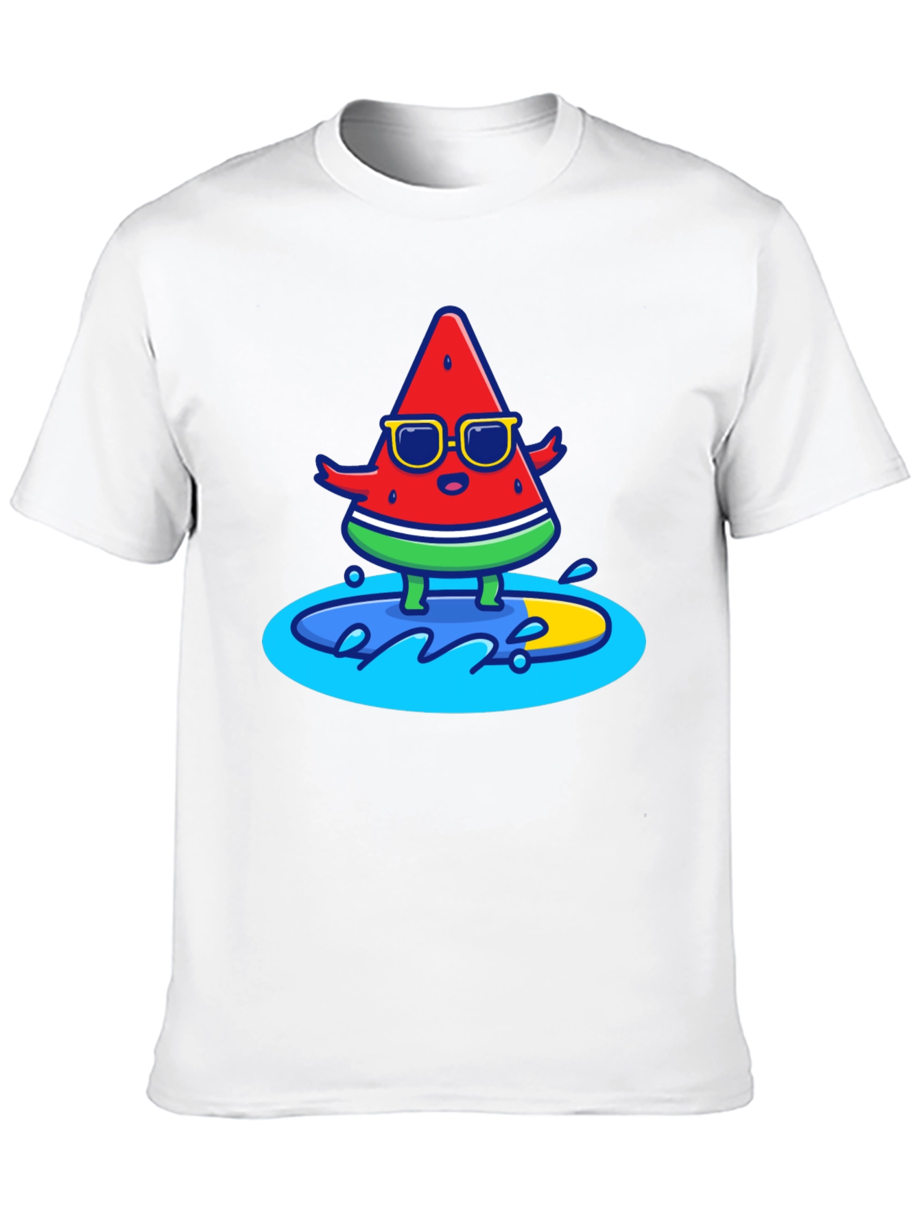 Cool Watermelon Surfing Graphic T-Shirt