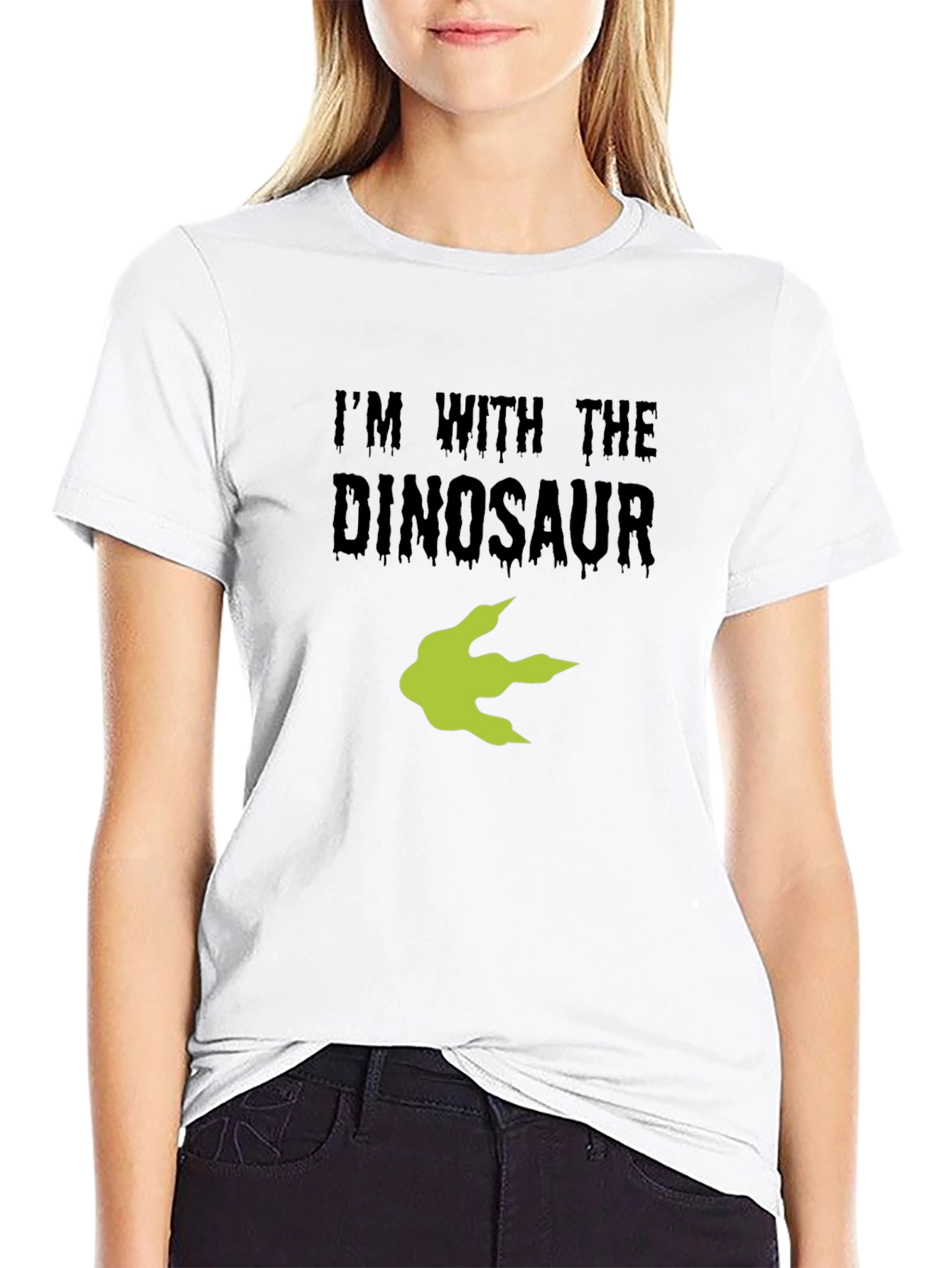 Im With the Dinosaur Black Cotton T-Shirt
