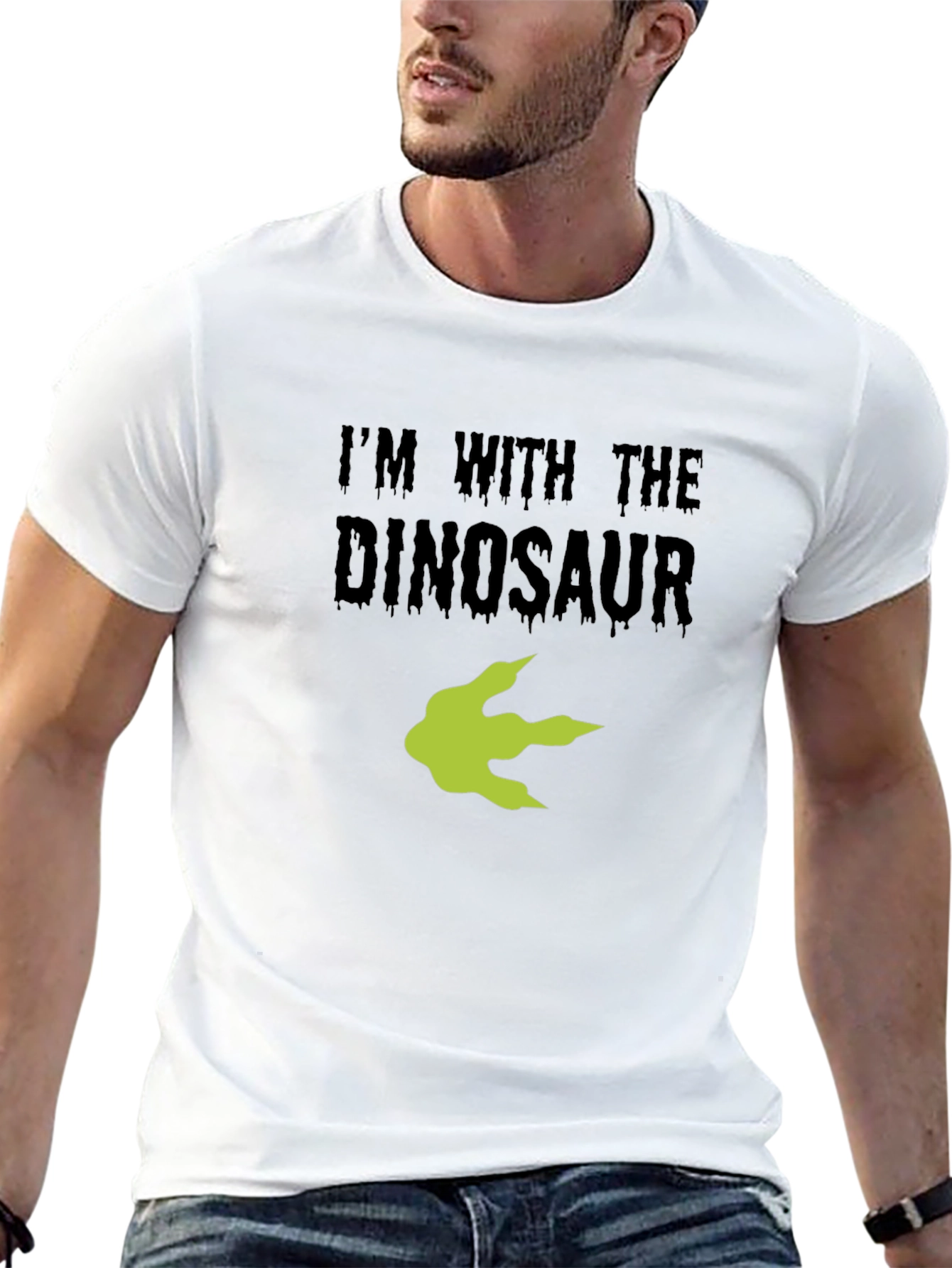 Im With the Dinosaur Black Cotton T-Shirt
