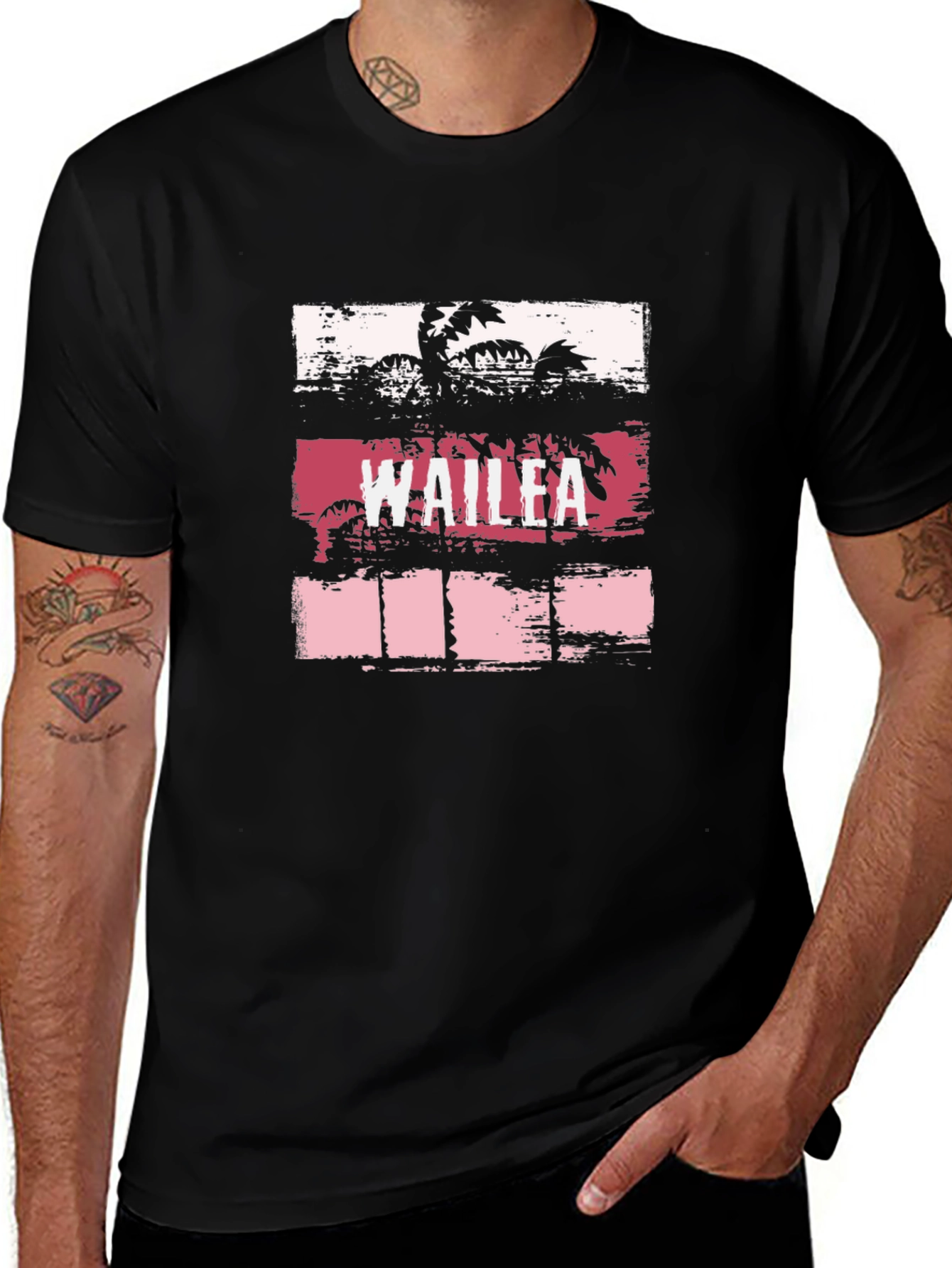 Wailea Palm Tree Graphic T-Shirt - Black