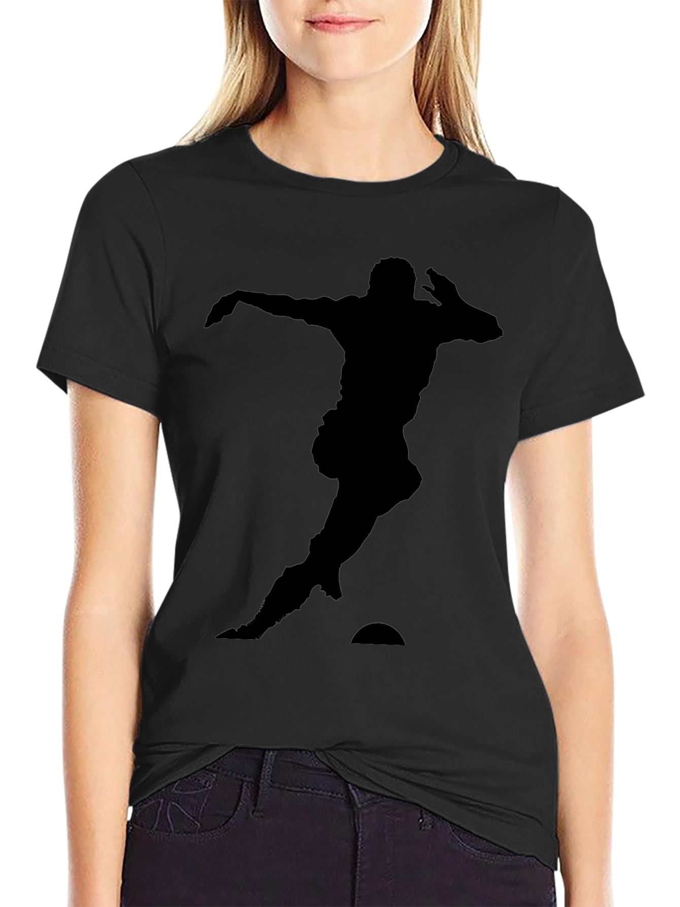 Soccer Player Silhouette Black T-Shirt