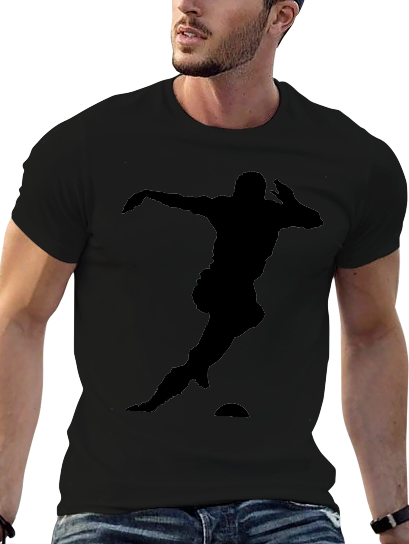 Soccer Player Silhouette Black T-Shirt
