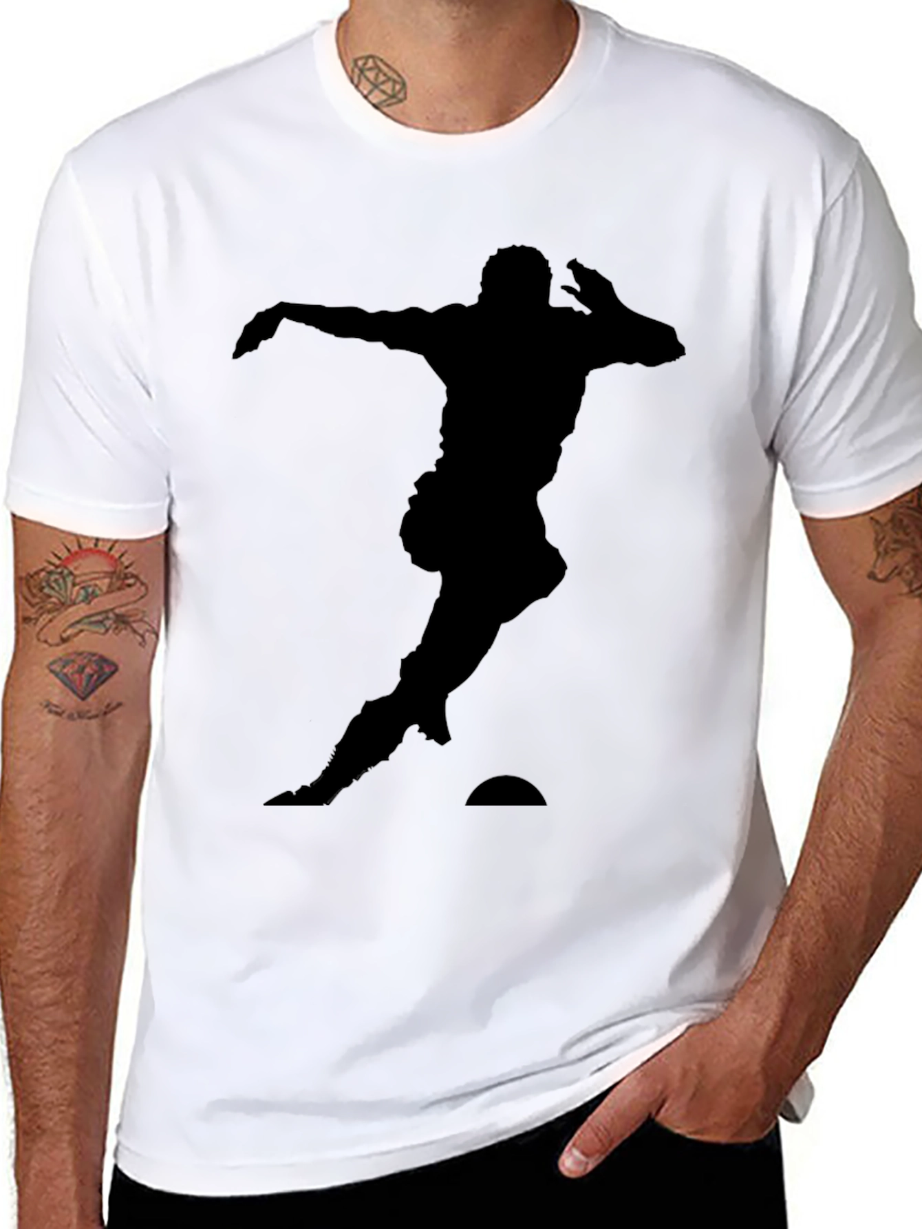 Soccer Player Silhouette Black T-Shirt