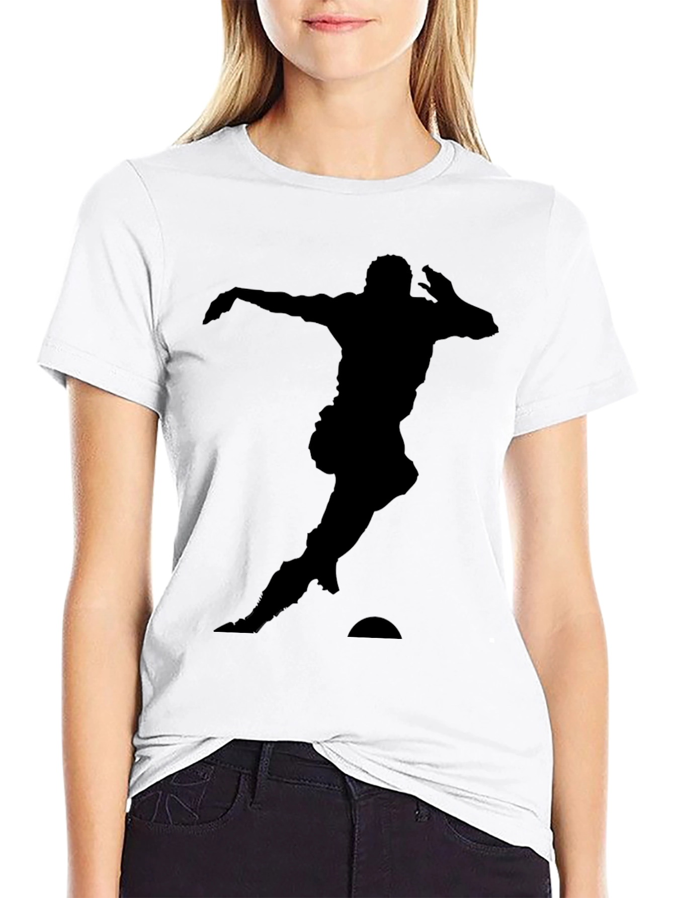 Soccer Player Silhouette Black T-Shirt